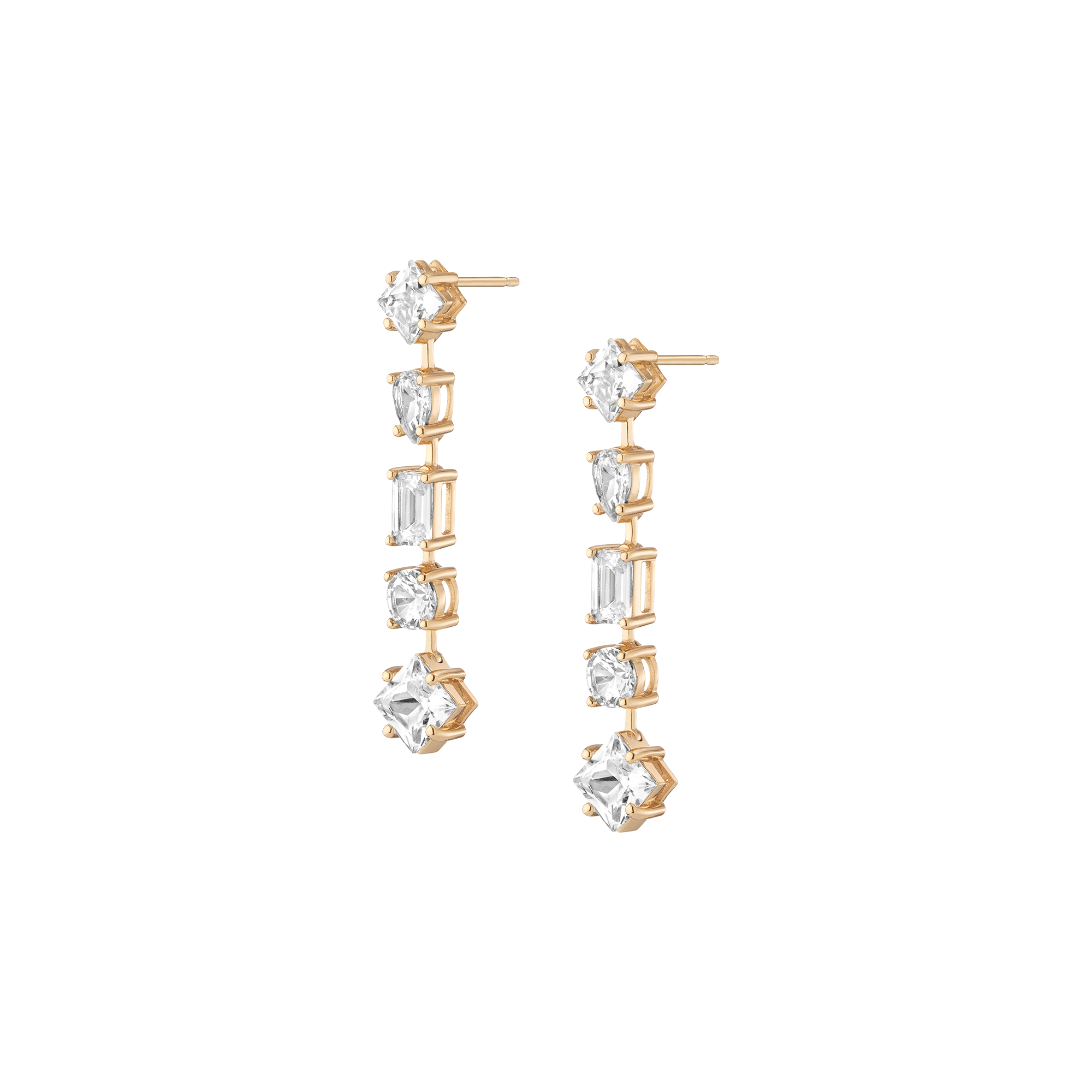 Lab Grown White Sapphire Mosaic Tennis Earrings