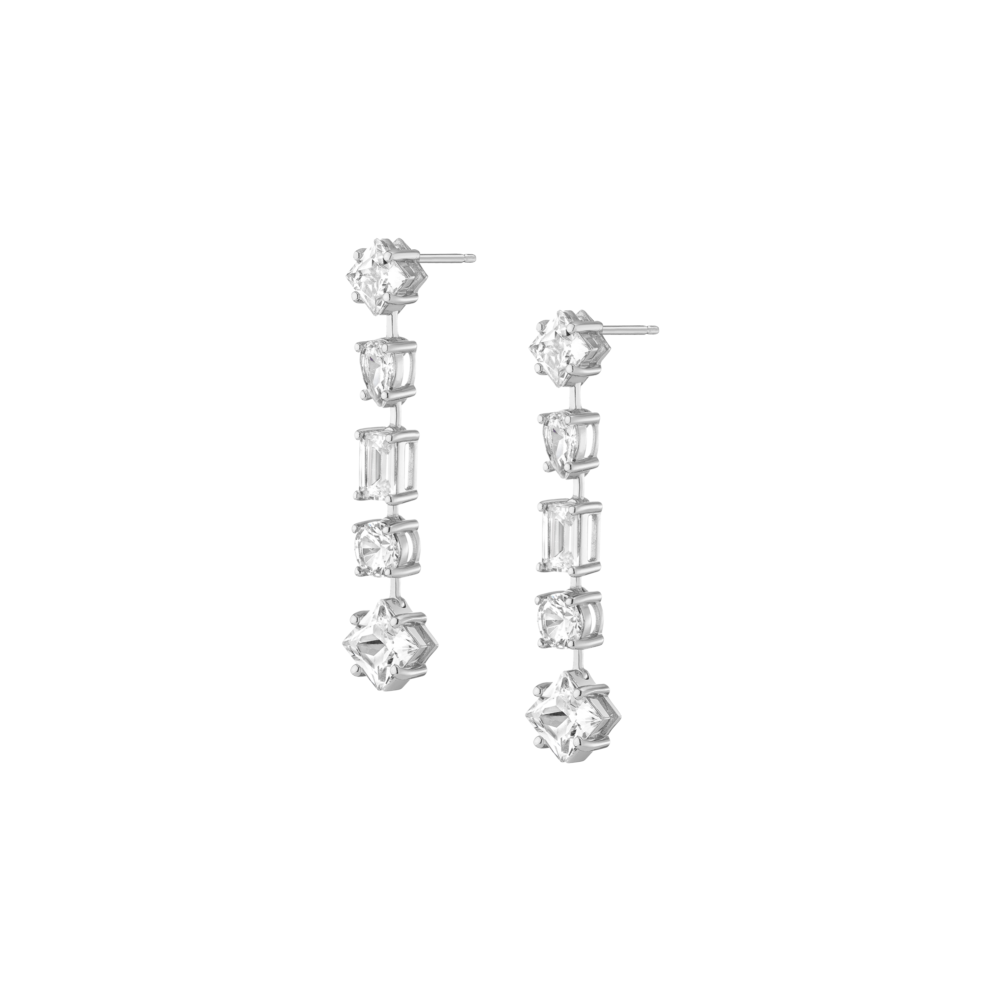 Lab Grown White Sapphire Mosaic Tennis Earrings