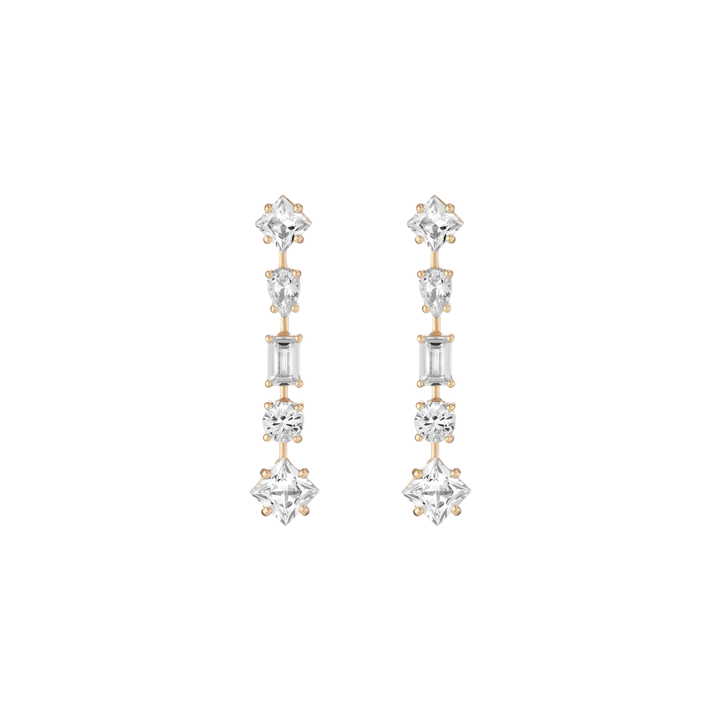 Lab Grown White Sapphire Mosaic Tennis Earrings