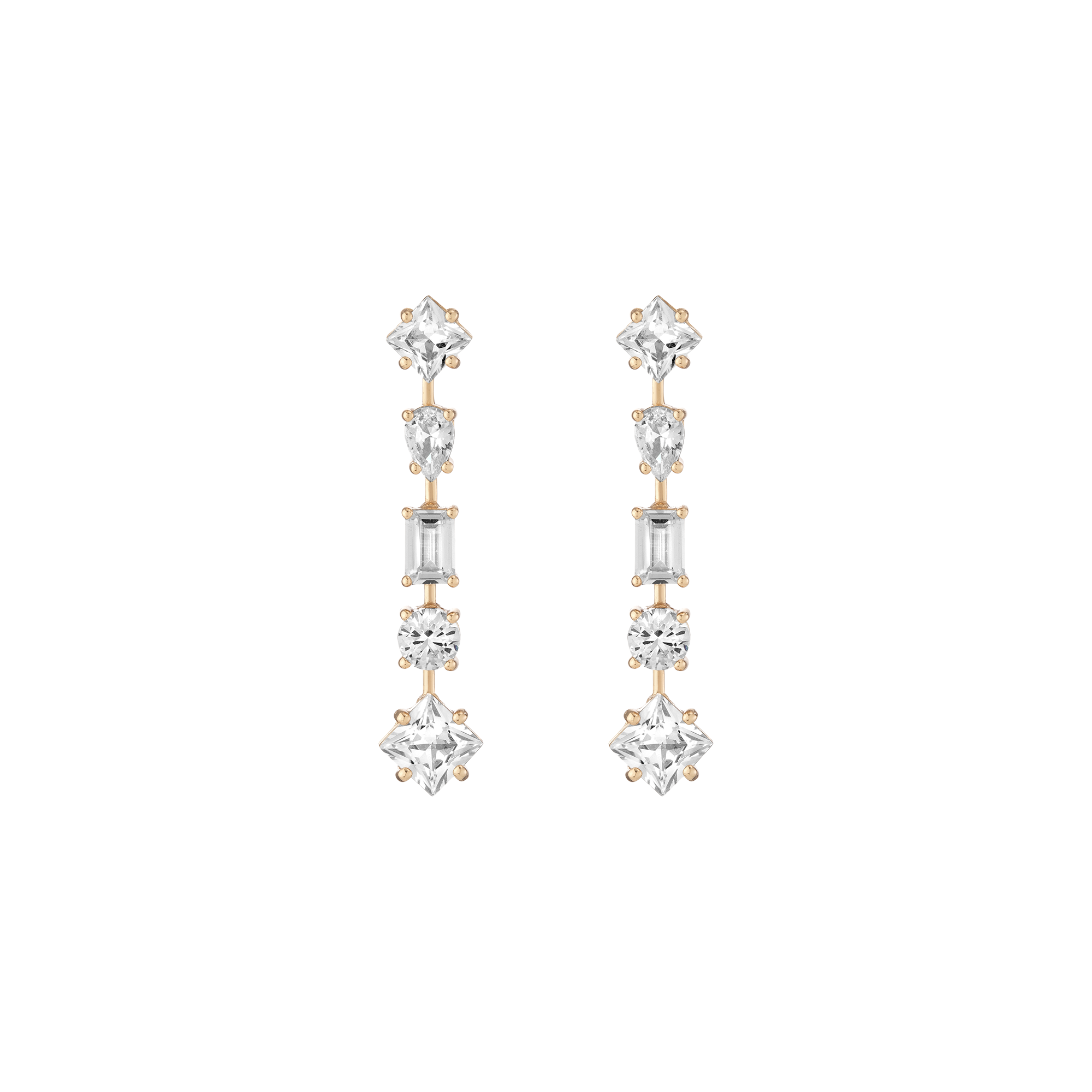 Lab Grown White Sapphire Mosaic Tennis Earrings