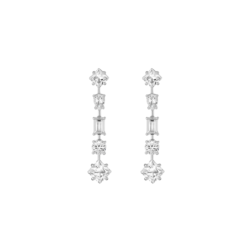 Lab Grown White Sapphire Mosaic Tennis Earrings