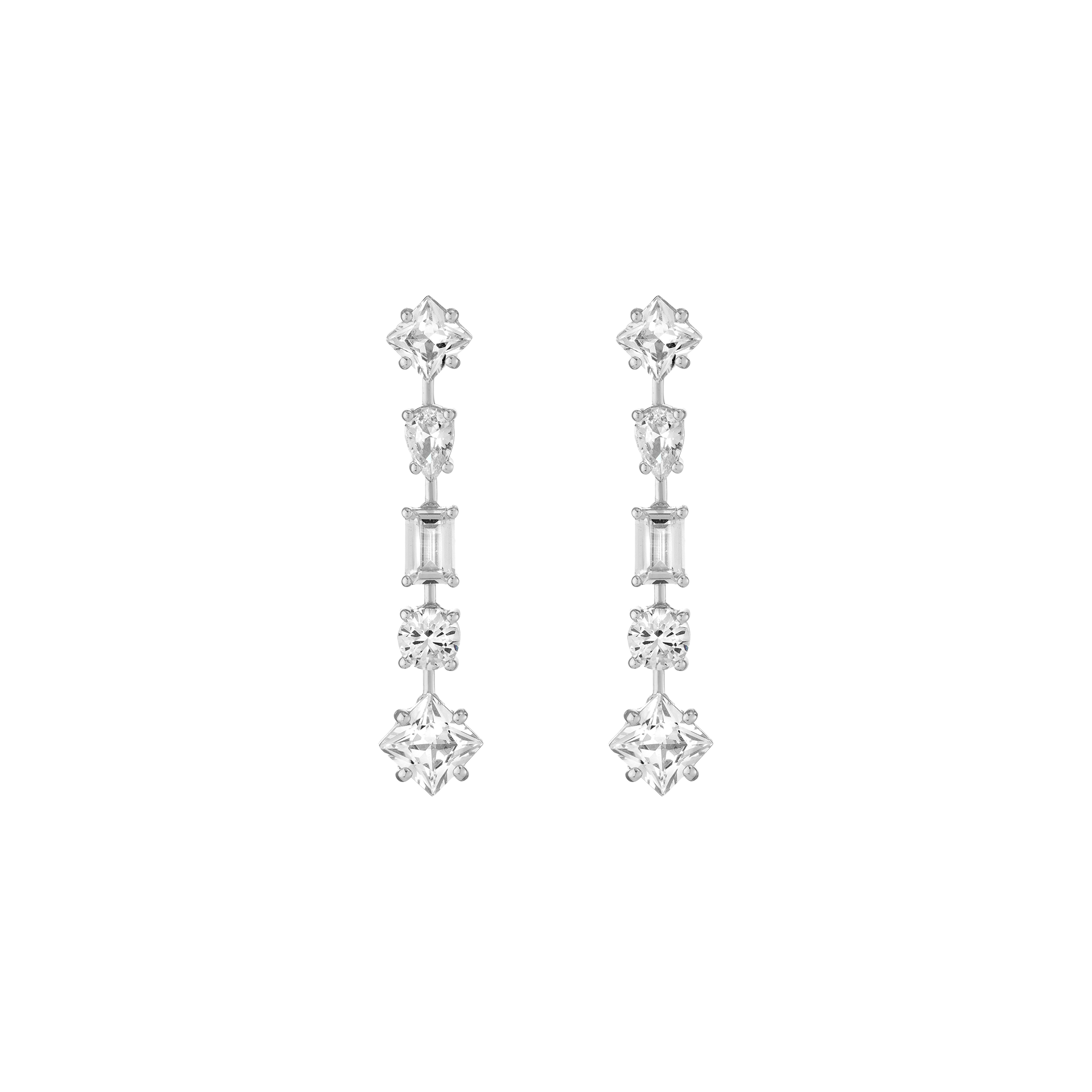 Lab Grown White Sapphire Mosaic Tennis Earrings