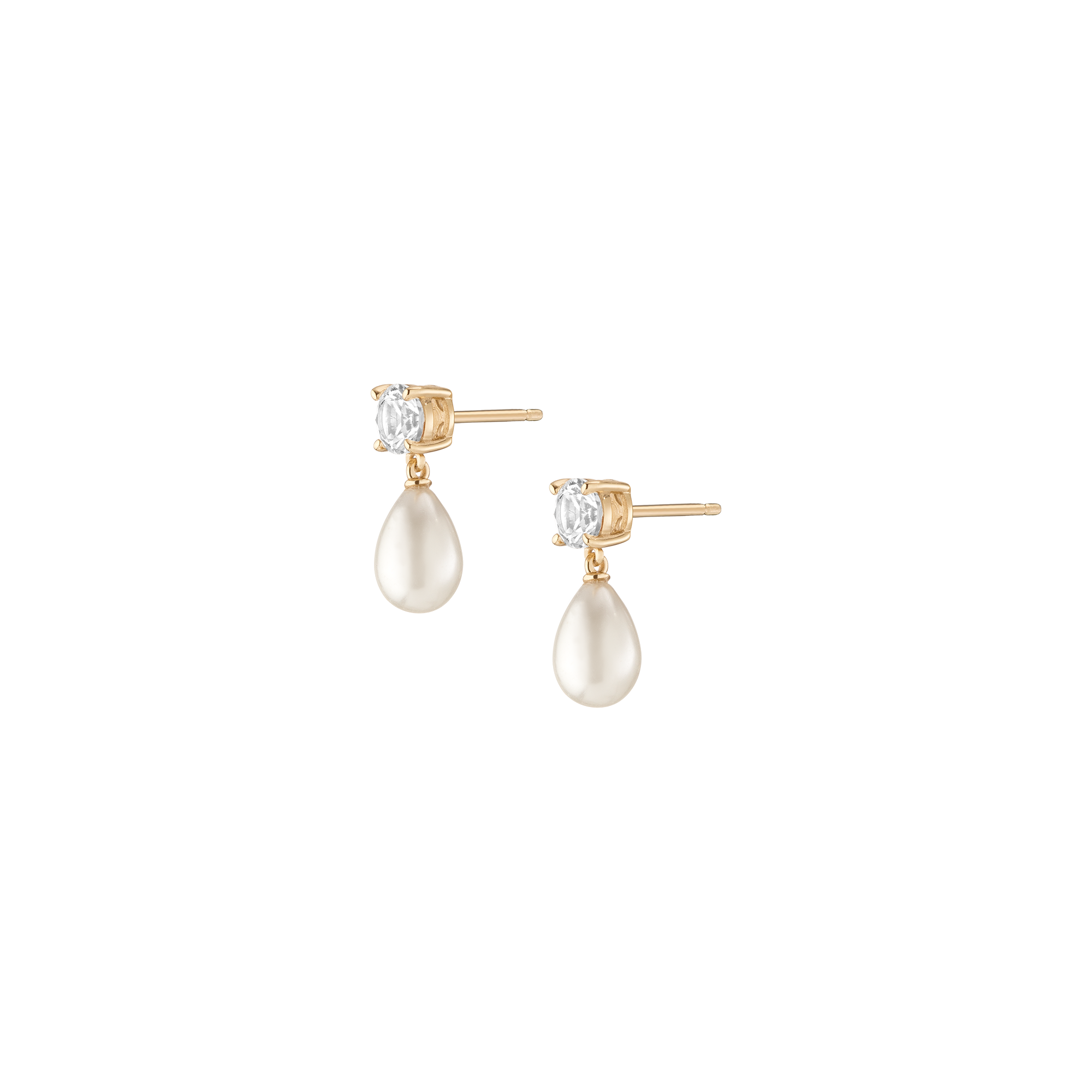 Lab Grown White Sapphire Pearl Drop Earrings