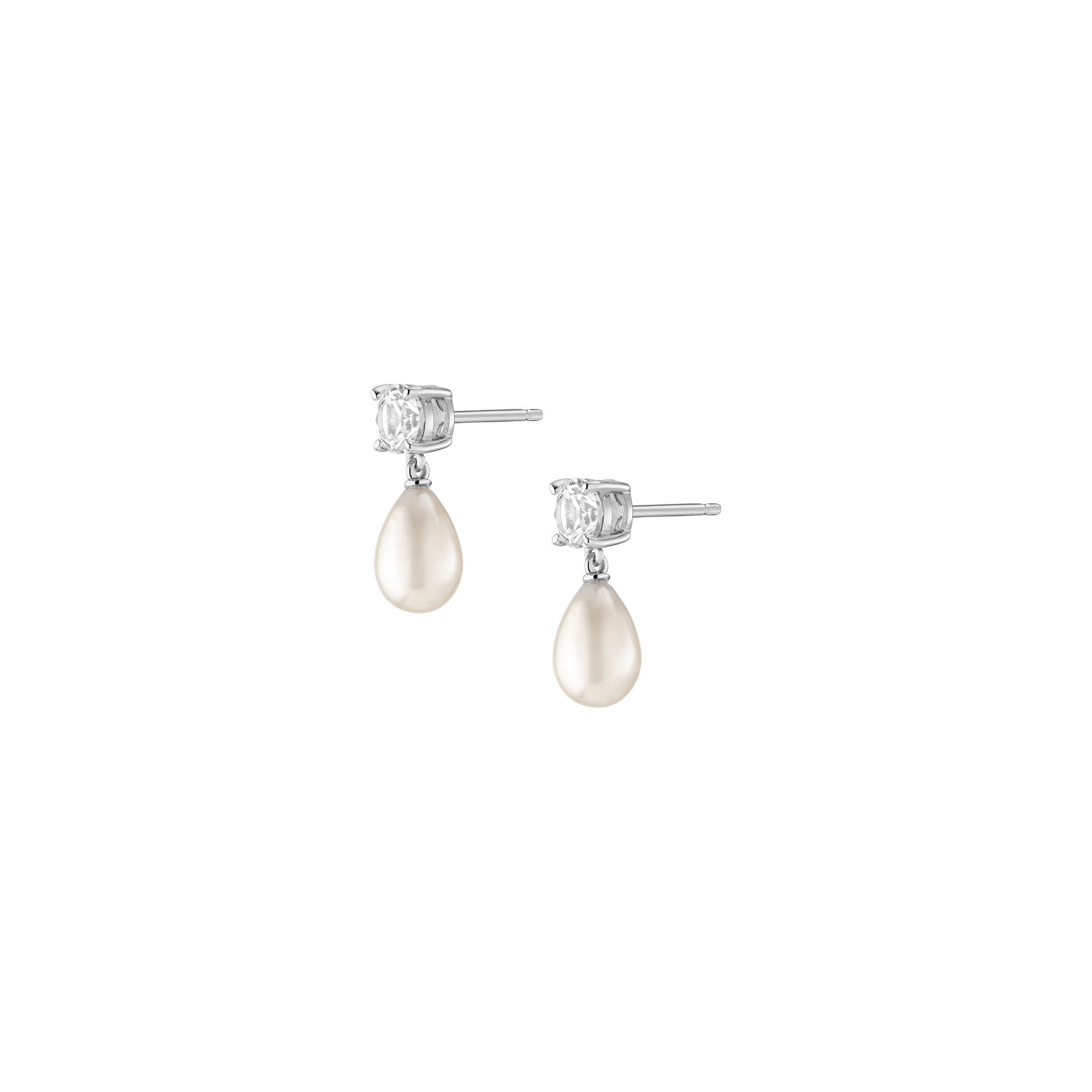 Lab Grown White Sapphire Pearl Drop Earrings