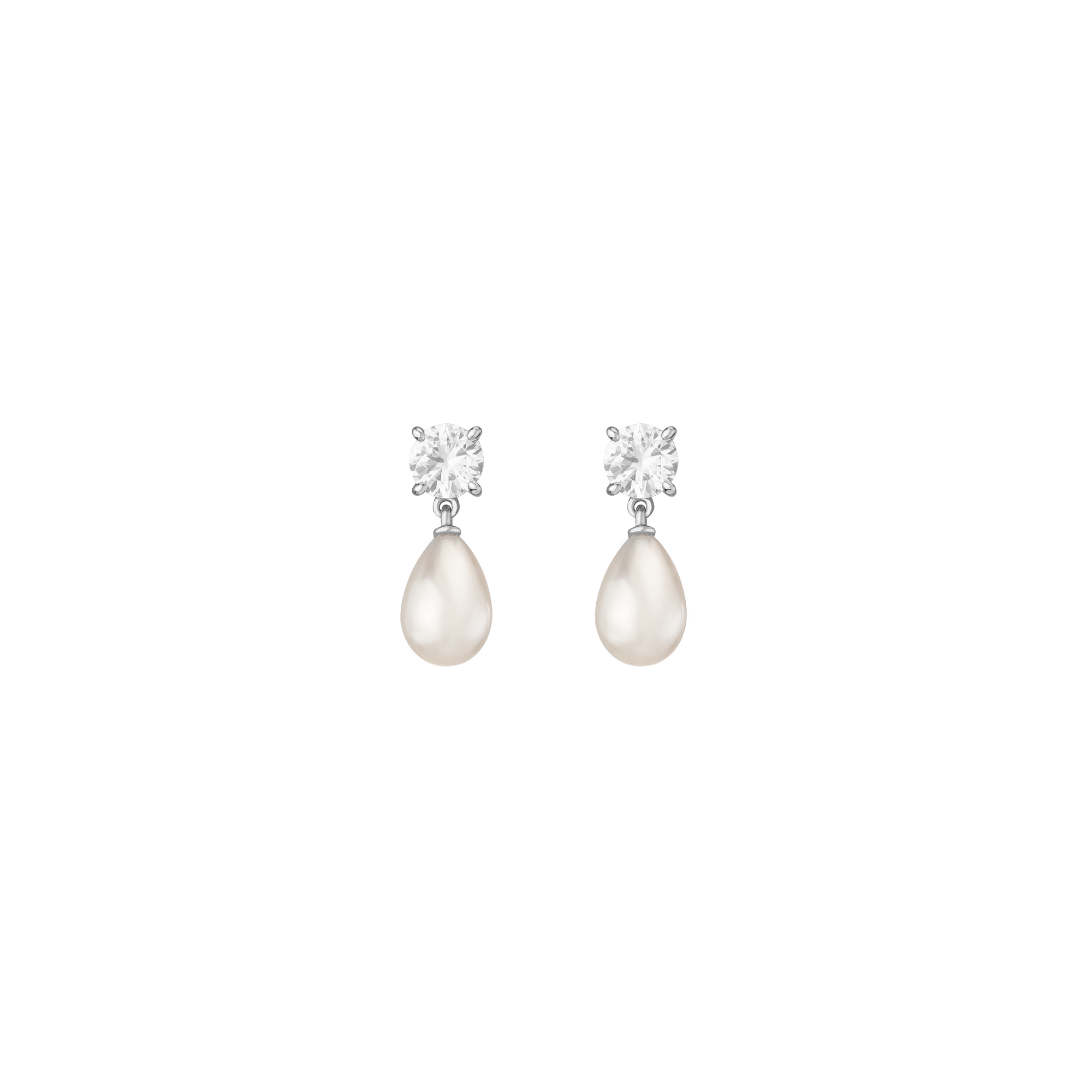 Lab Grown White Sapphire Pearl Drop Earrings