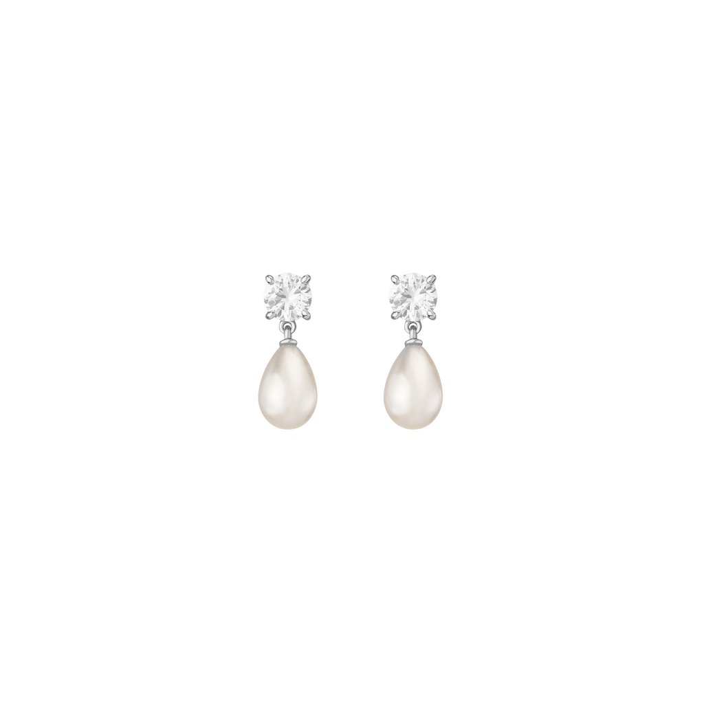 Lab Grown Diamond Pearl Drop Earrings