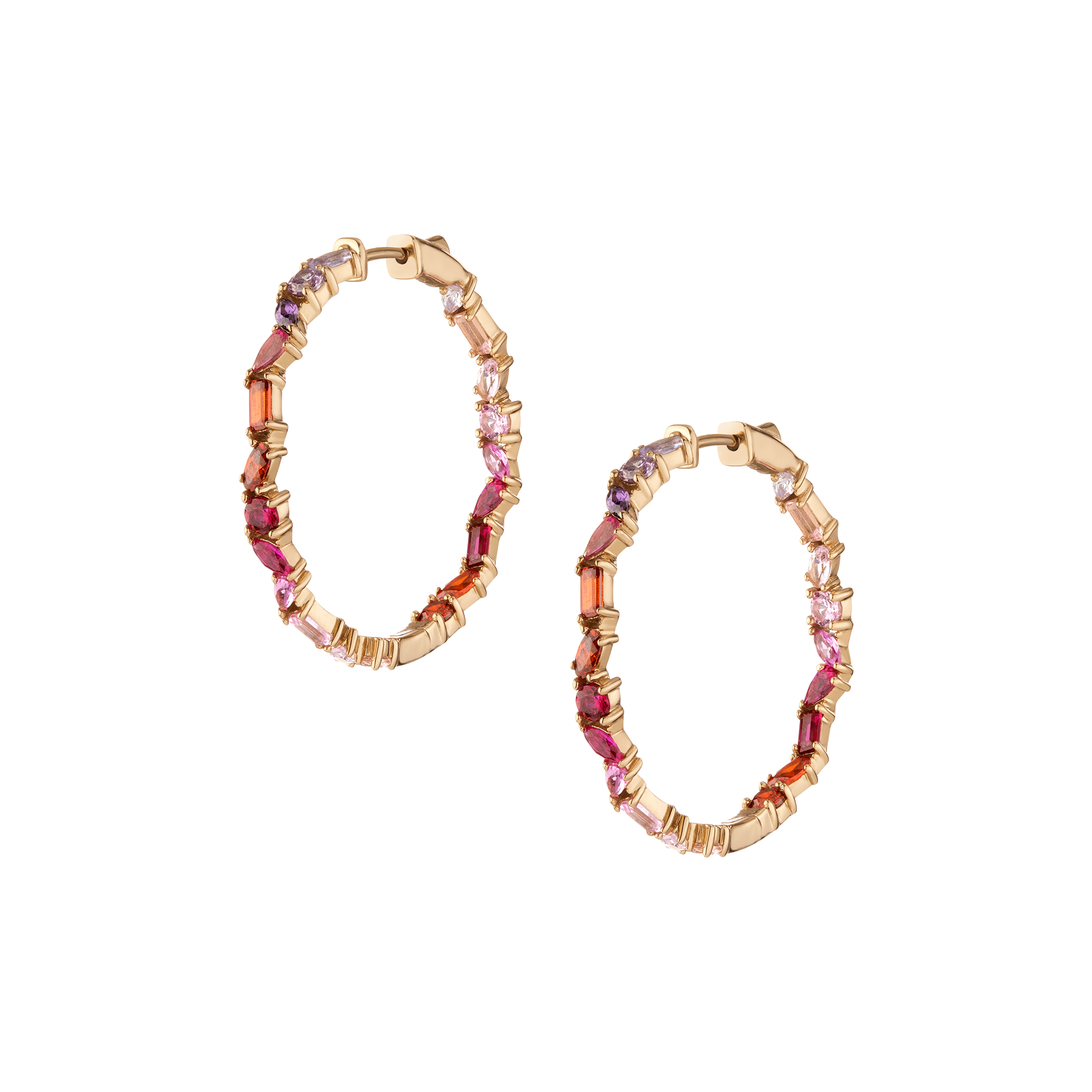 Pink Ombré Mixed Shape Hoop Earrings