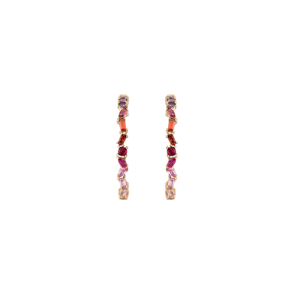 Pink Ombré Mixed Shape Hoop Earrings