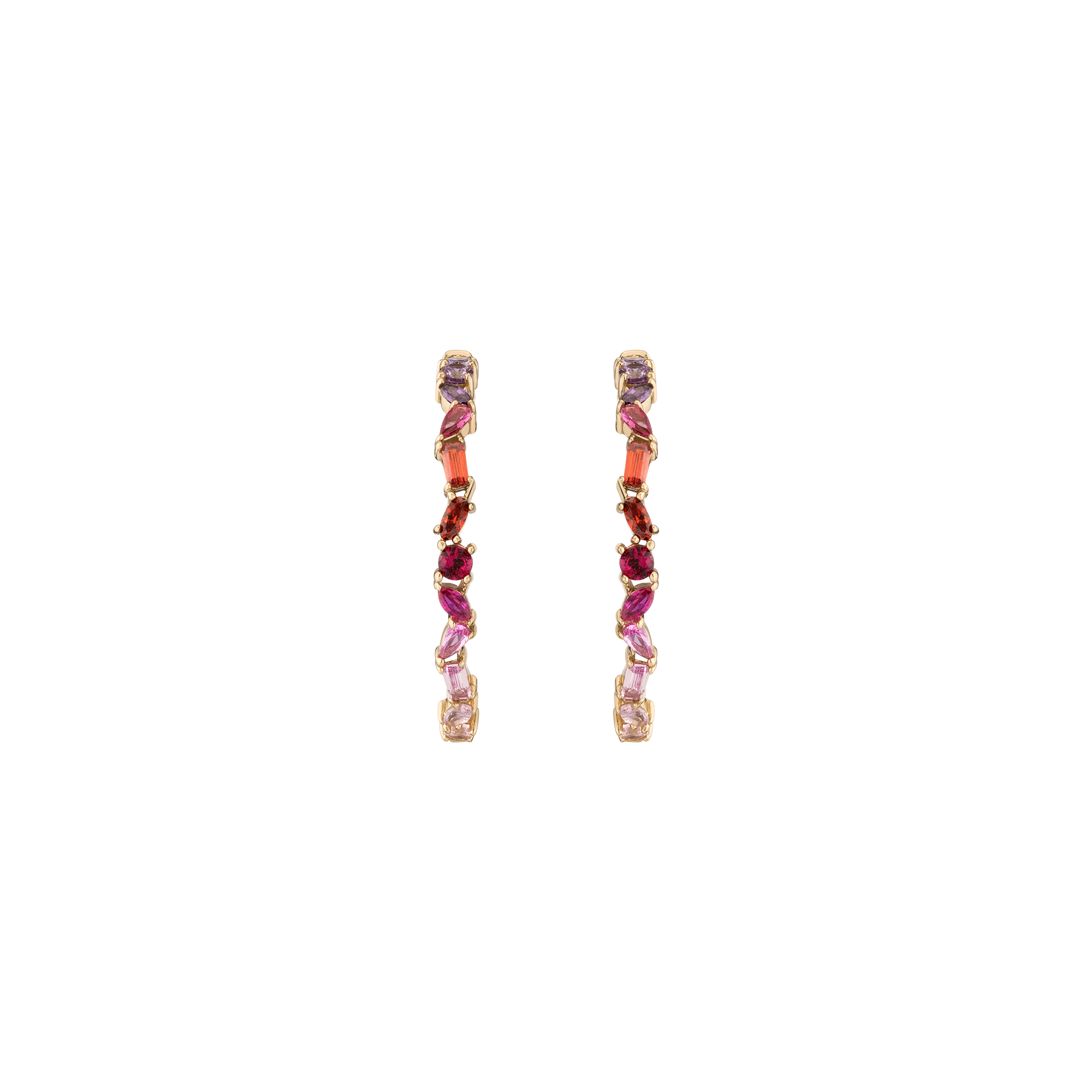 Pink Ombré Mixed Shape Hoop Earrings