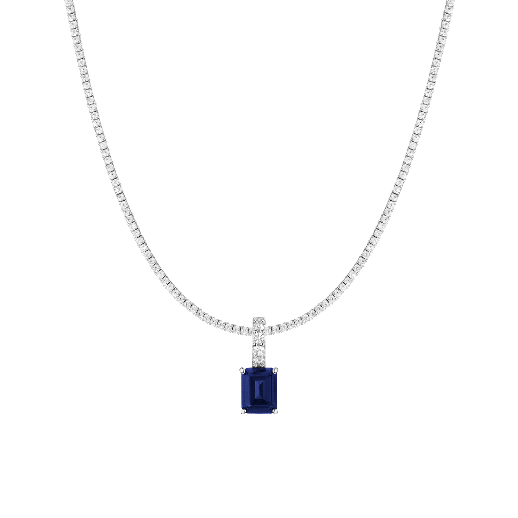 7ct Emerald Tennis Charm Necklace Set
