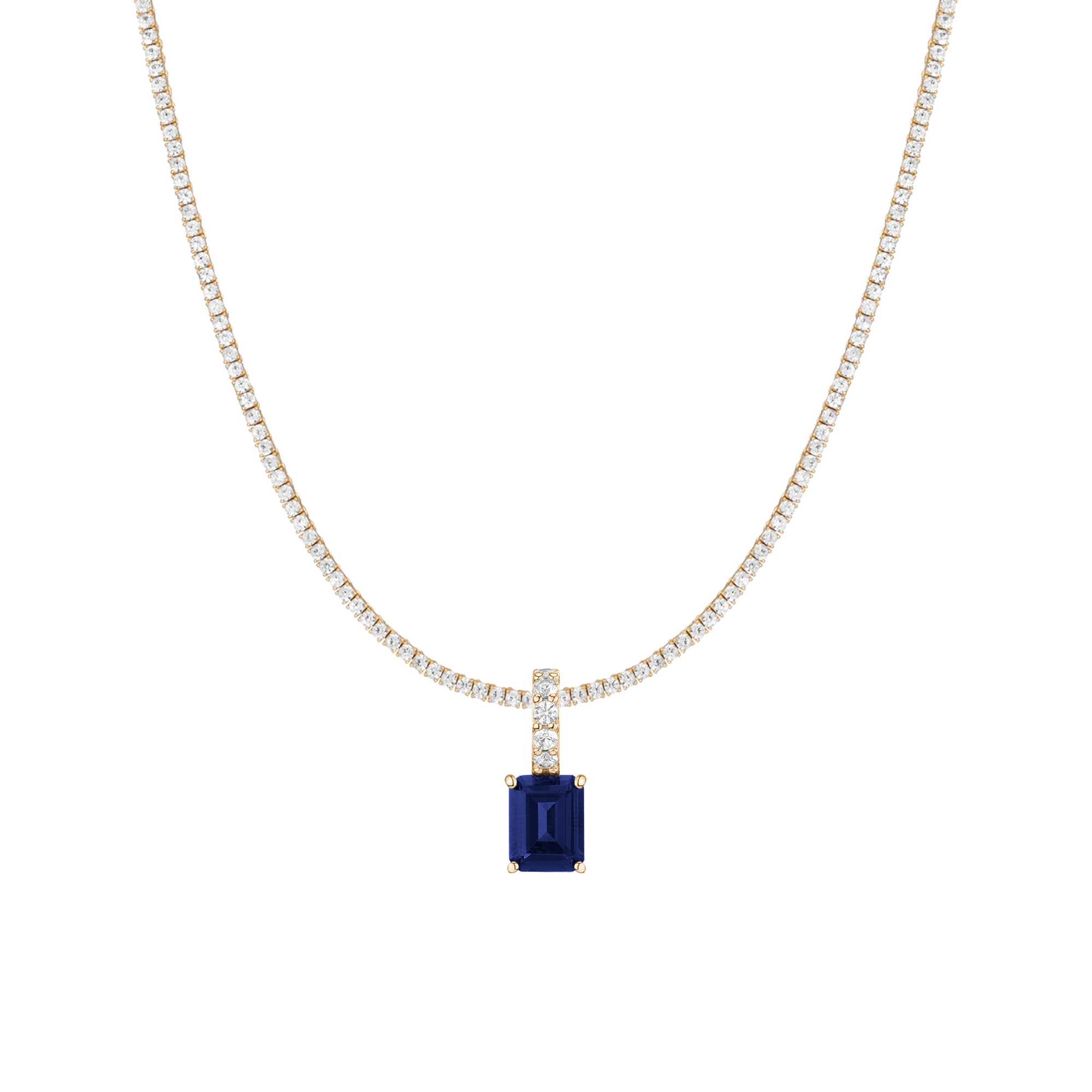 7ct Emerald Tennis Charm Necklace Set