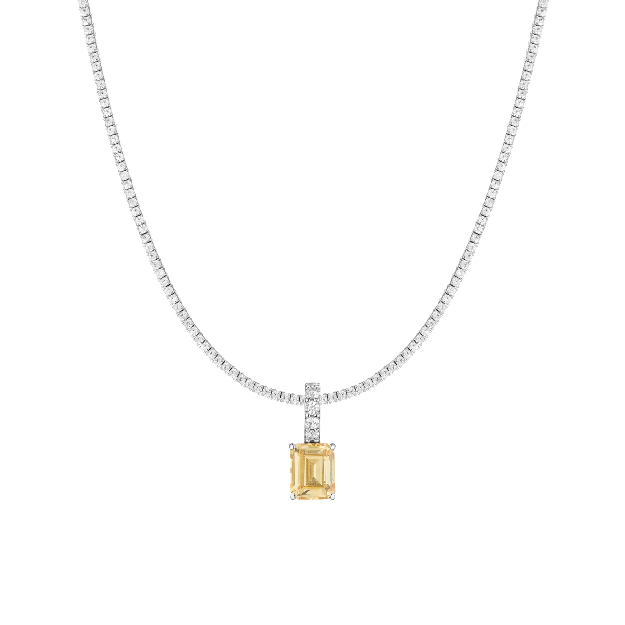 7ct Emerald Tennis Charm Necklace Set
