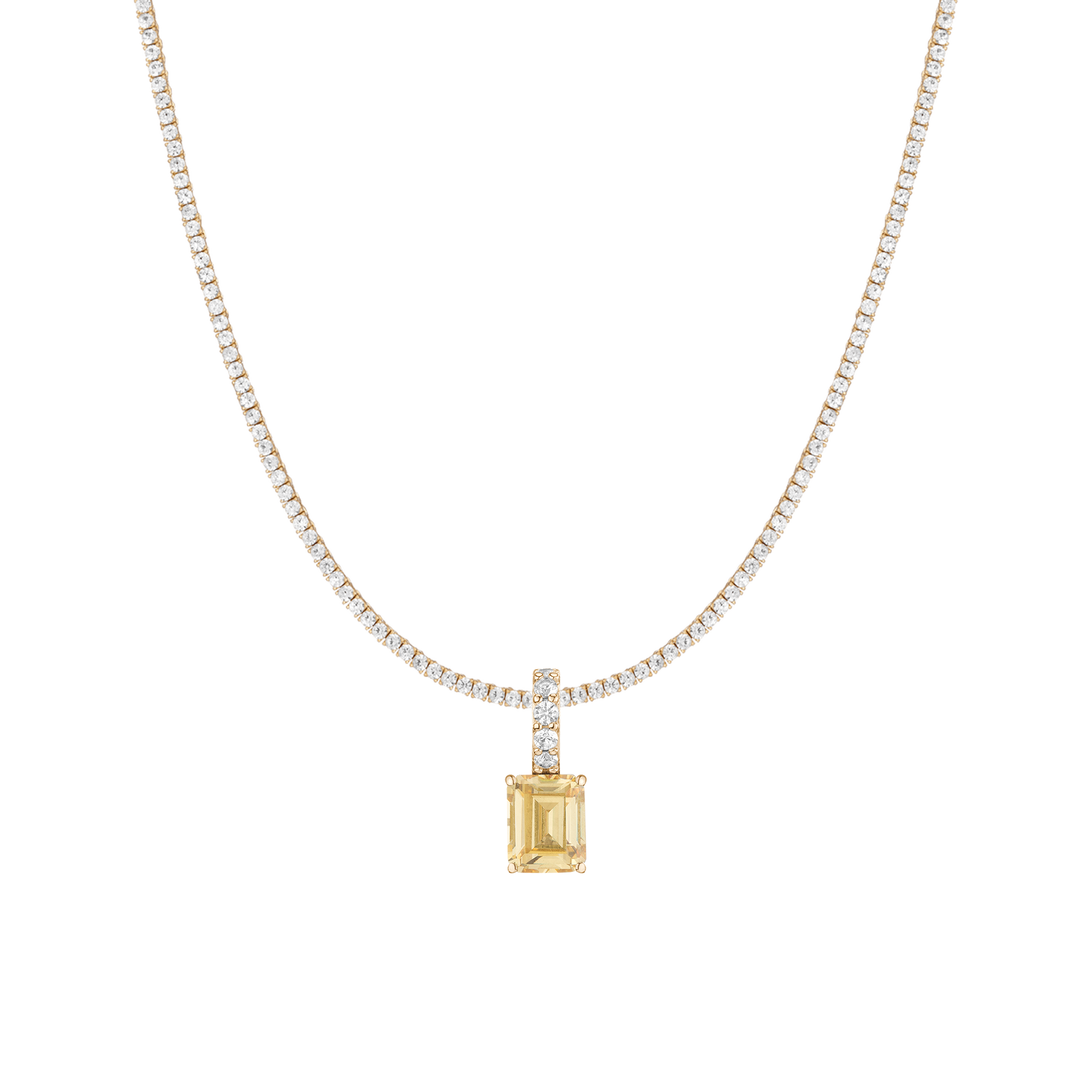 7ct Emerald Tennis Charm Necklace Set