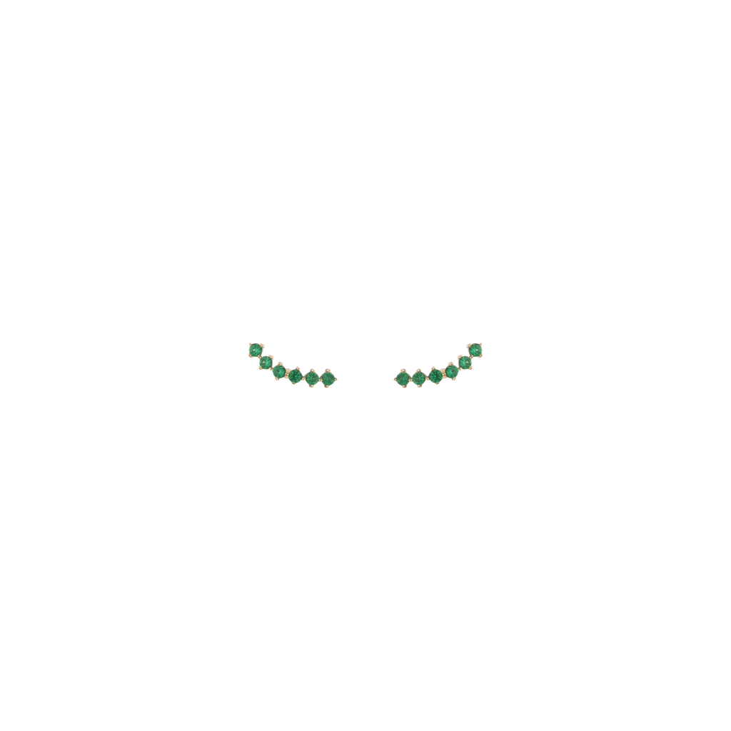 Lab Grown Green Emerald Climber Vermeil Yellow Gold Pair Flatback Butterflyback First