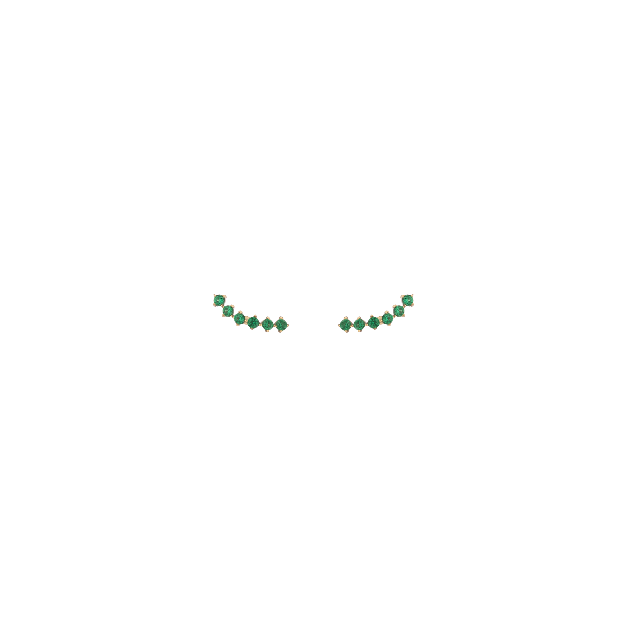 Lab Grown Green Emerald Climber Vermeil Yellow Gold Pair Flatback Butterflyback First