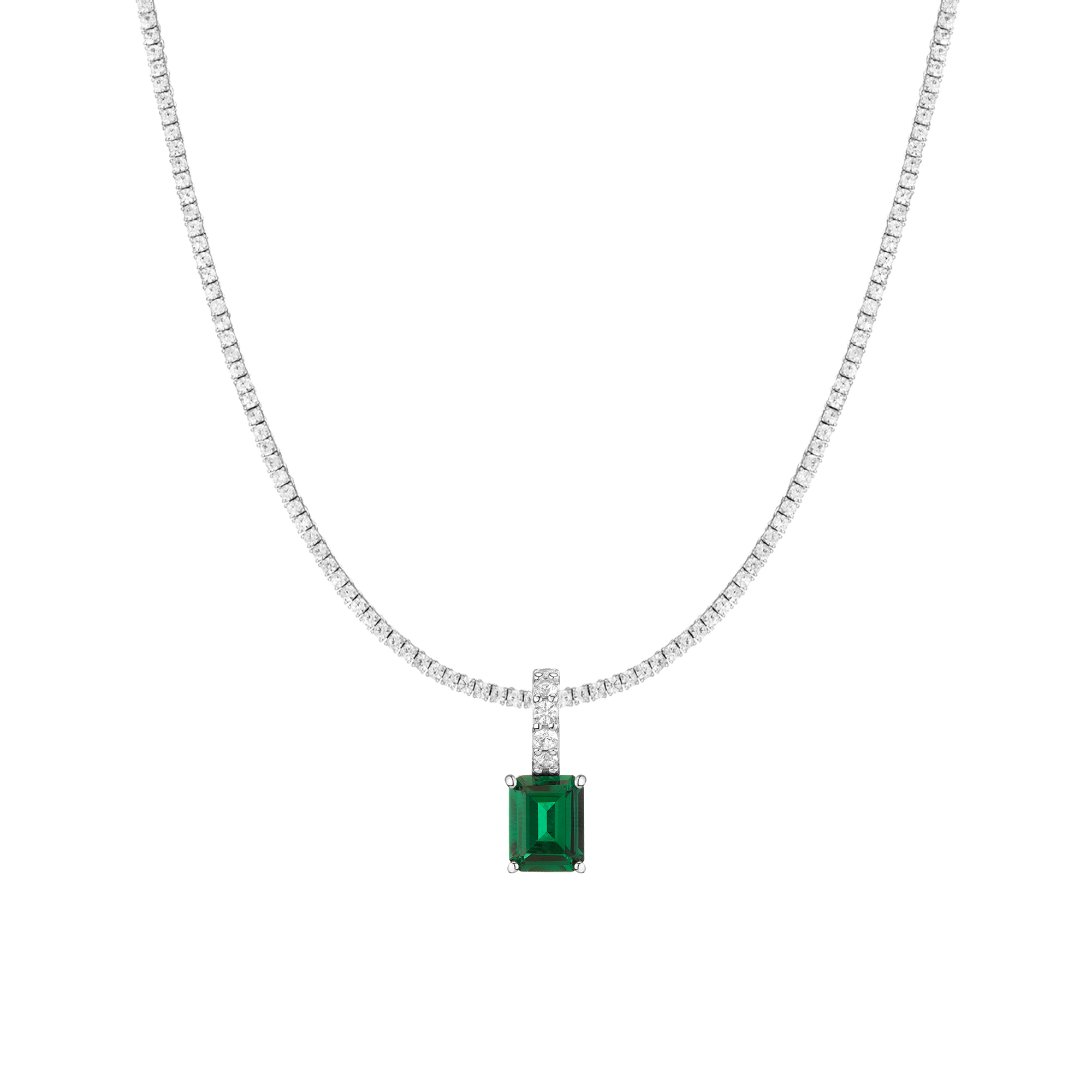 7ct Emerald Tennis Charm Necklace Set