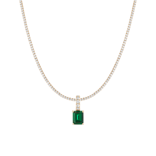 7ct Emerald Tennis Charm Necklace Set