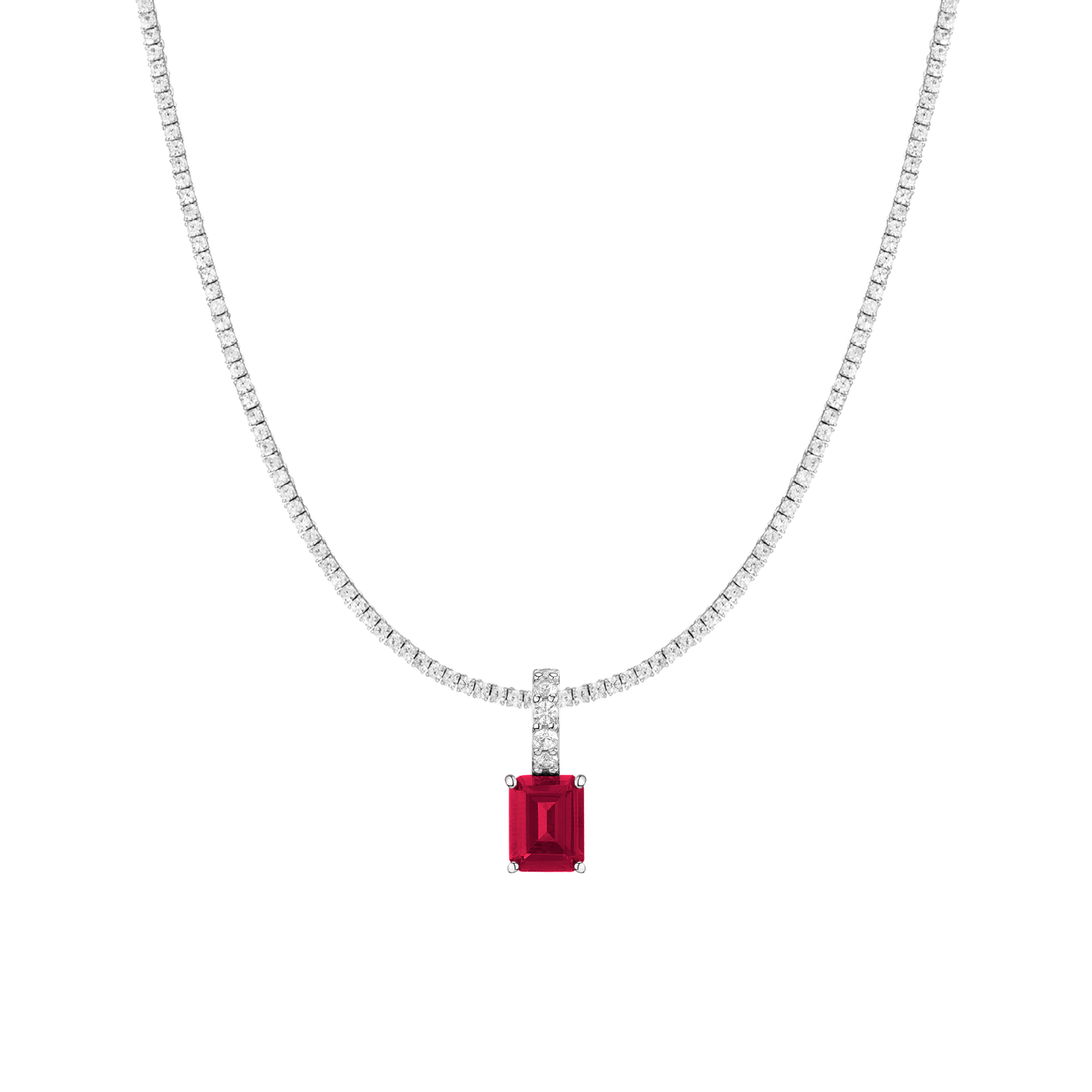 7ct Emerald Tennis Charm Necklace Set