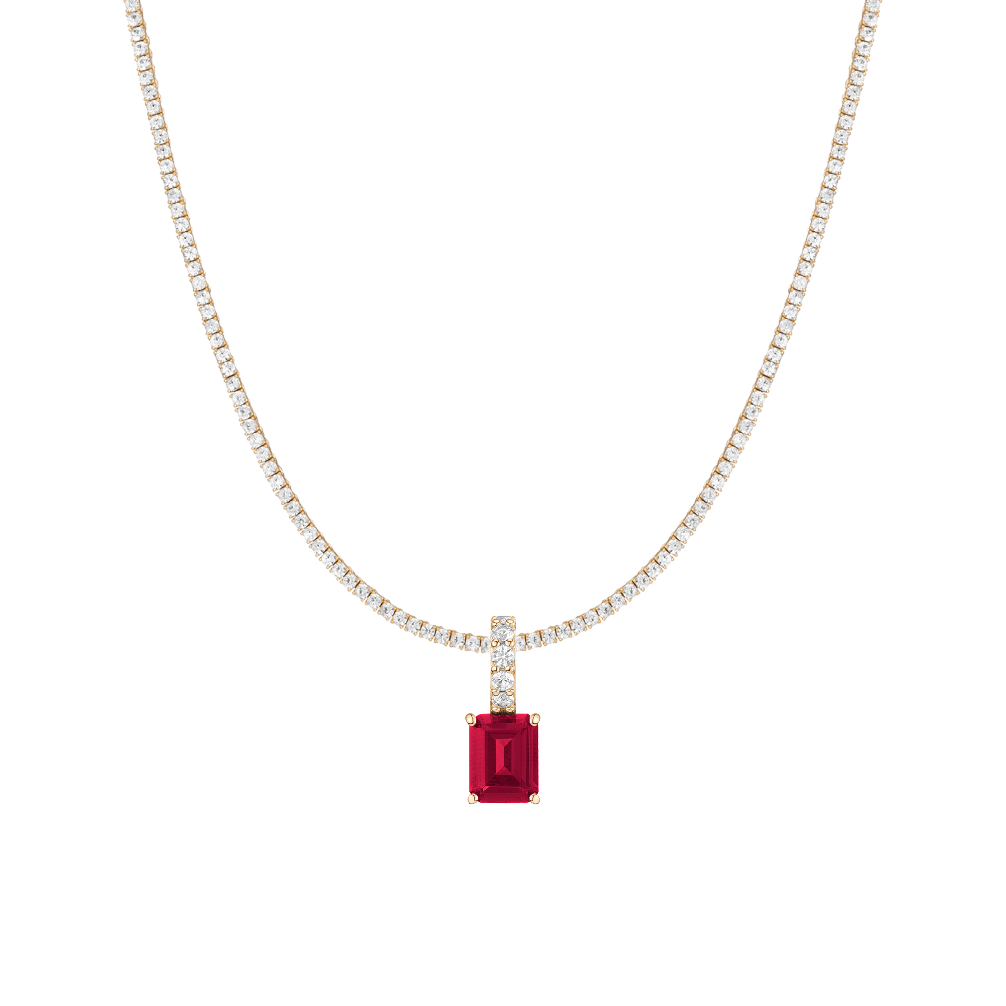 7ct Emerald Tennis Charm Necklace Set