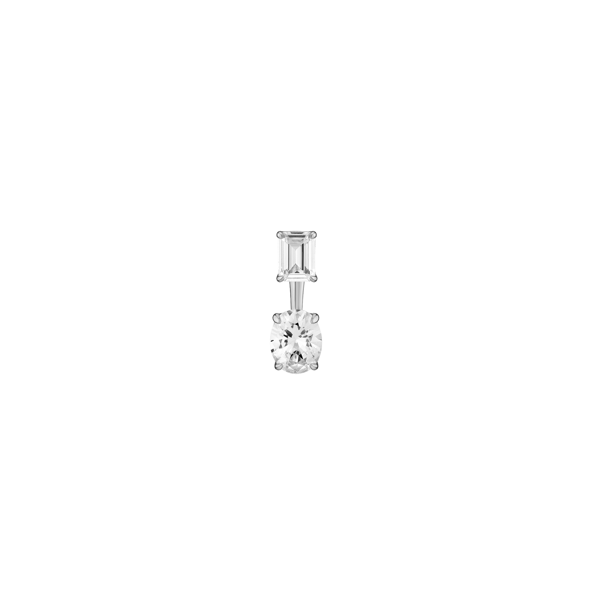 Lab Grown White Sapphire Ear Jacket - Oval Bottom Stone