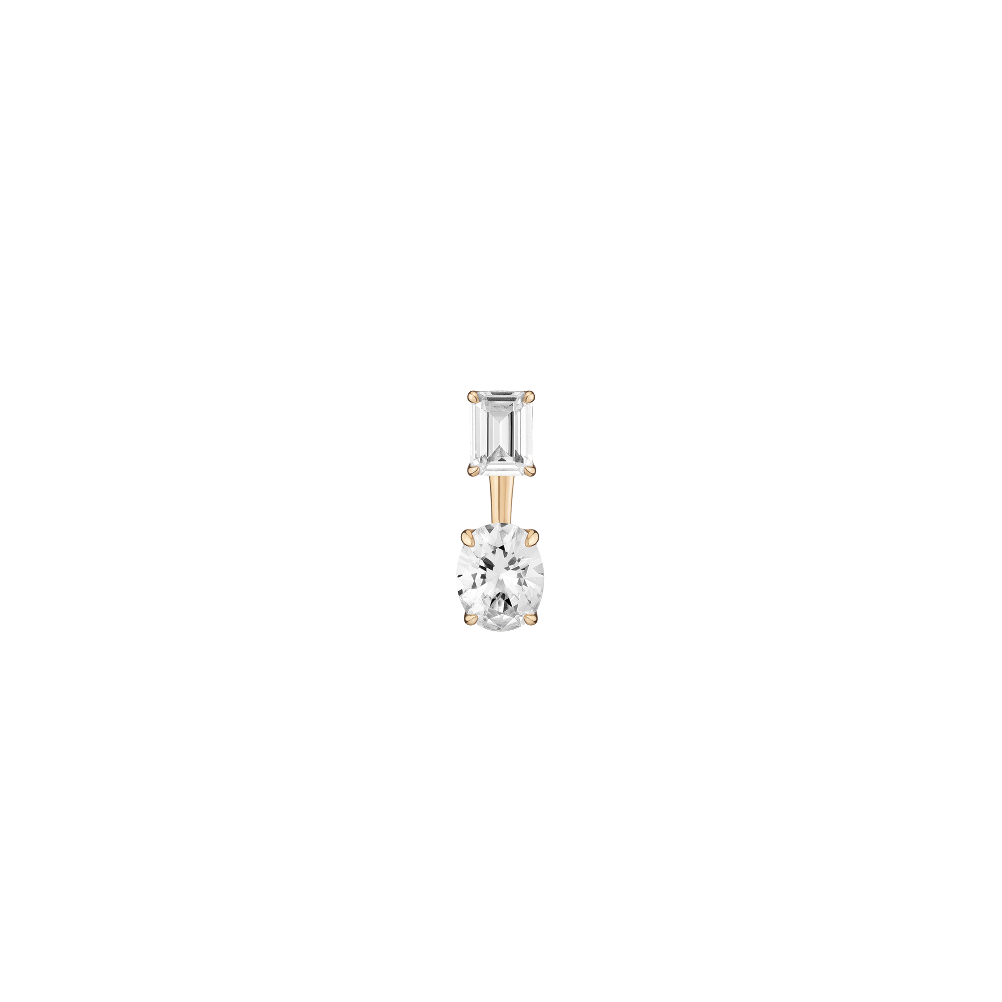 Lab Grown White Sapphire Ear Jacket - Oval Bottom Stone