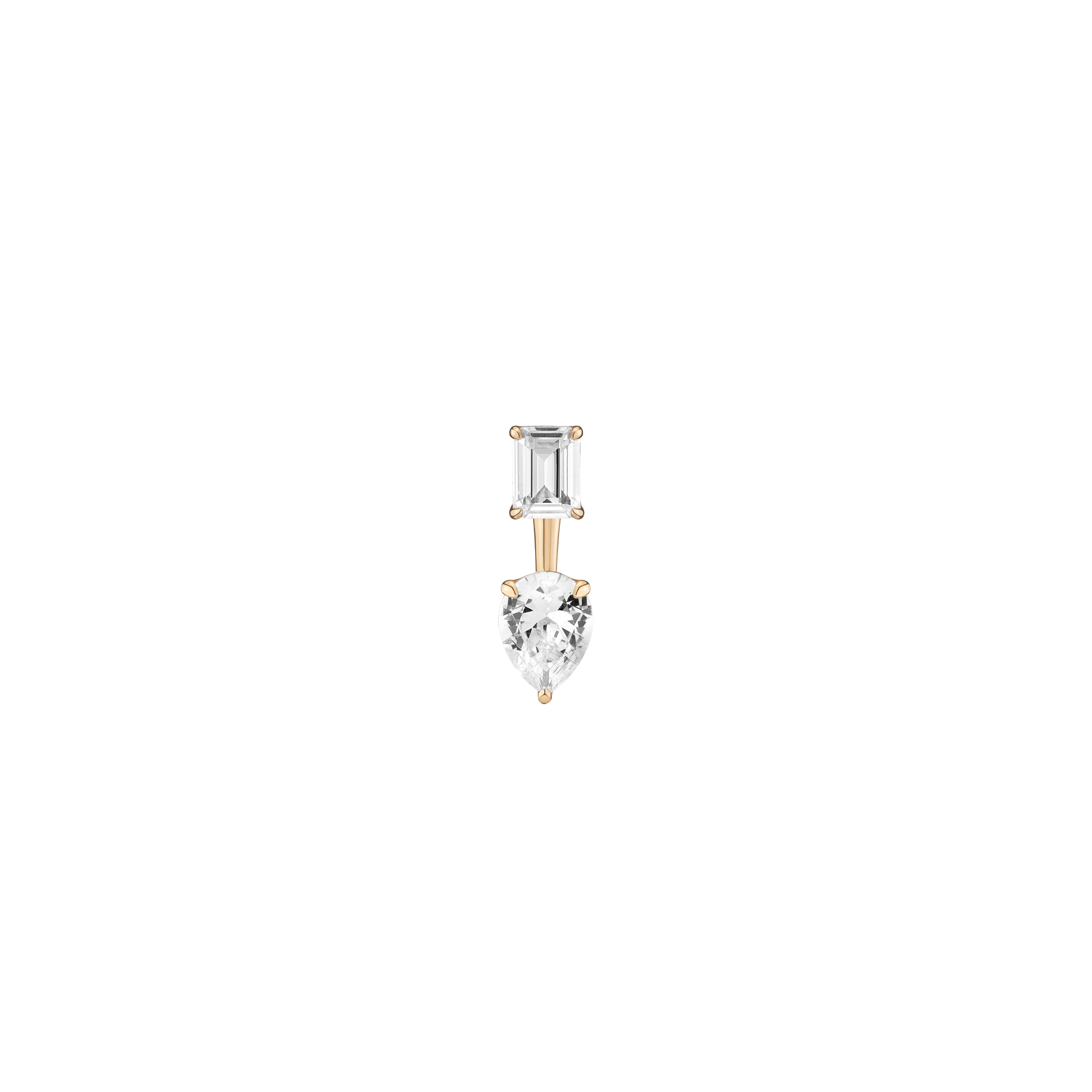Lab Grown White Sapphire Ear Jacket - Pear Bottom Stone