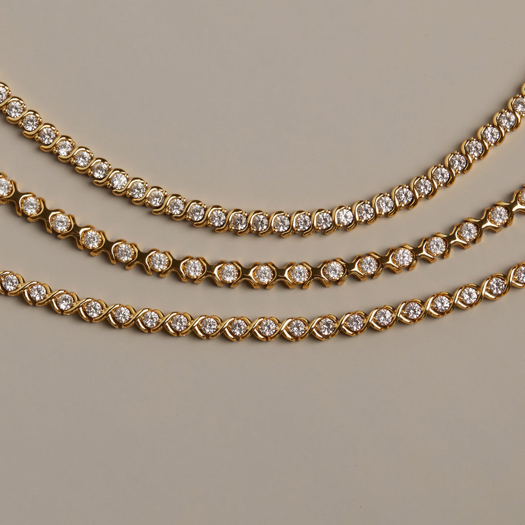 Lab Grown White Sapphire S Estate Tennis Necklace