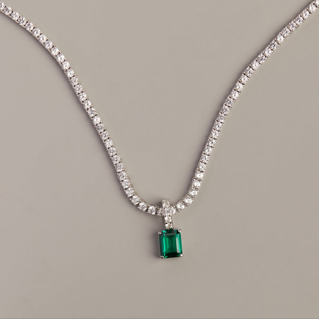 Emerald Cut Tennis Charm Pendant