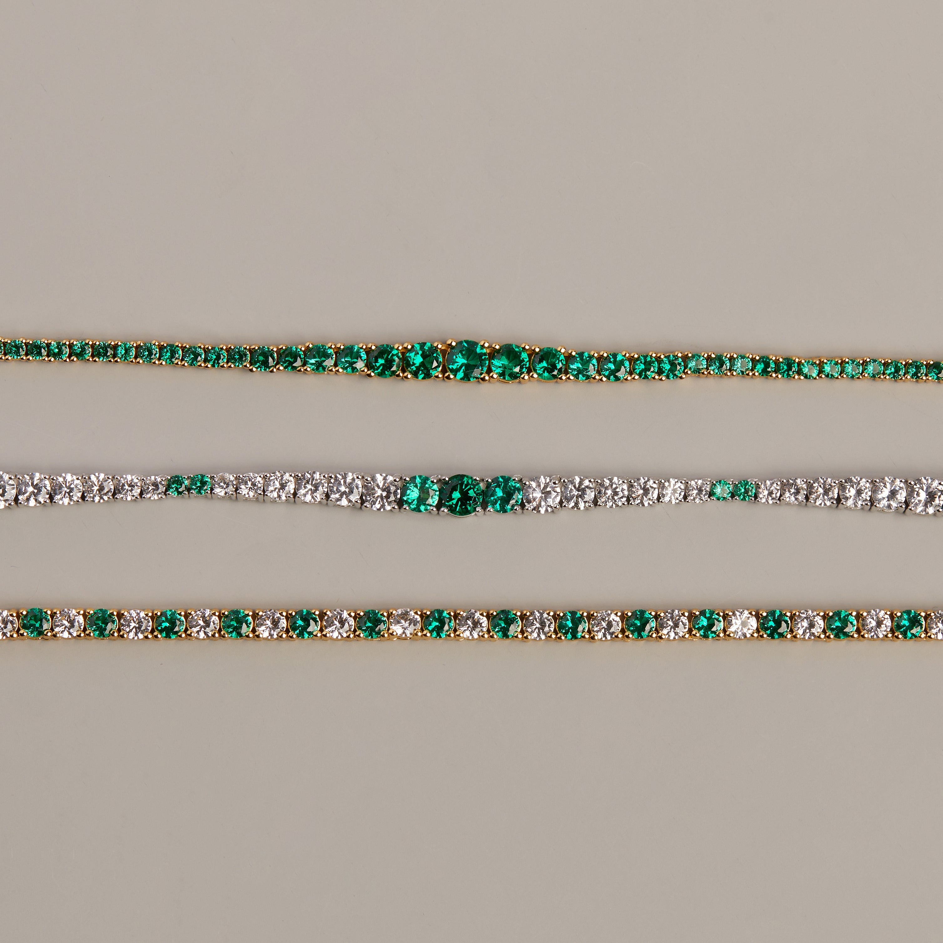 Lab Grown Green Emerald and White Sapphire Scalloped Tennis Necklace