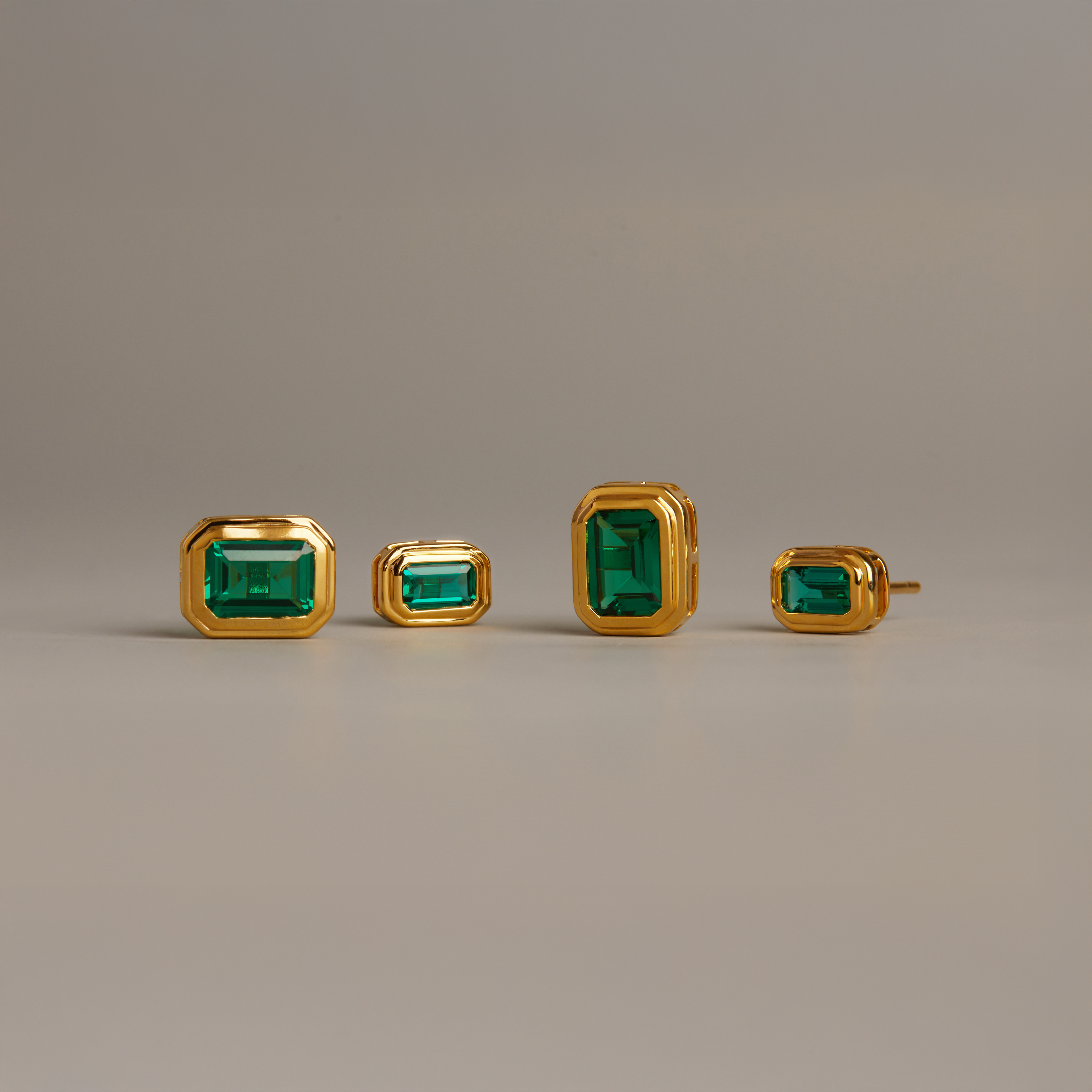 Lab Grown Emerald Heirloom Stud Earrings