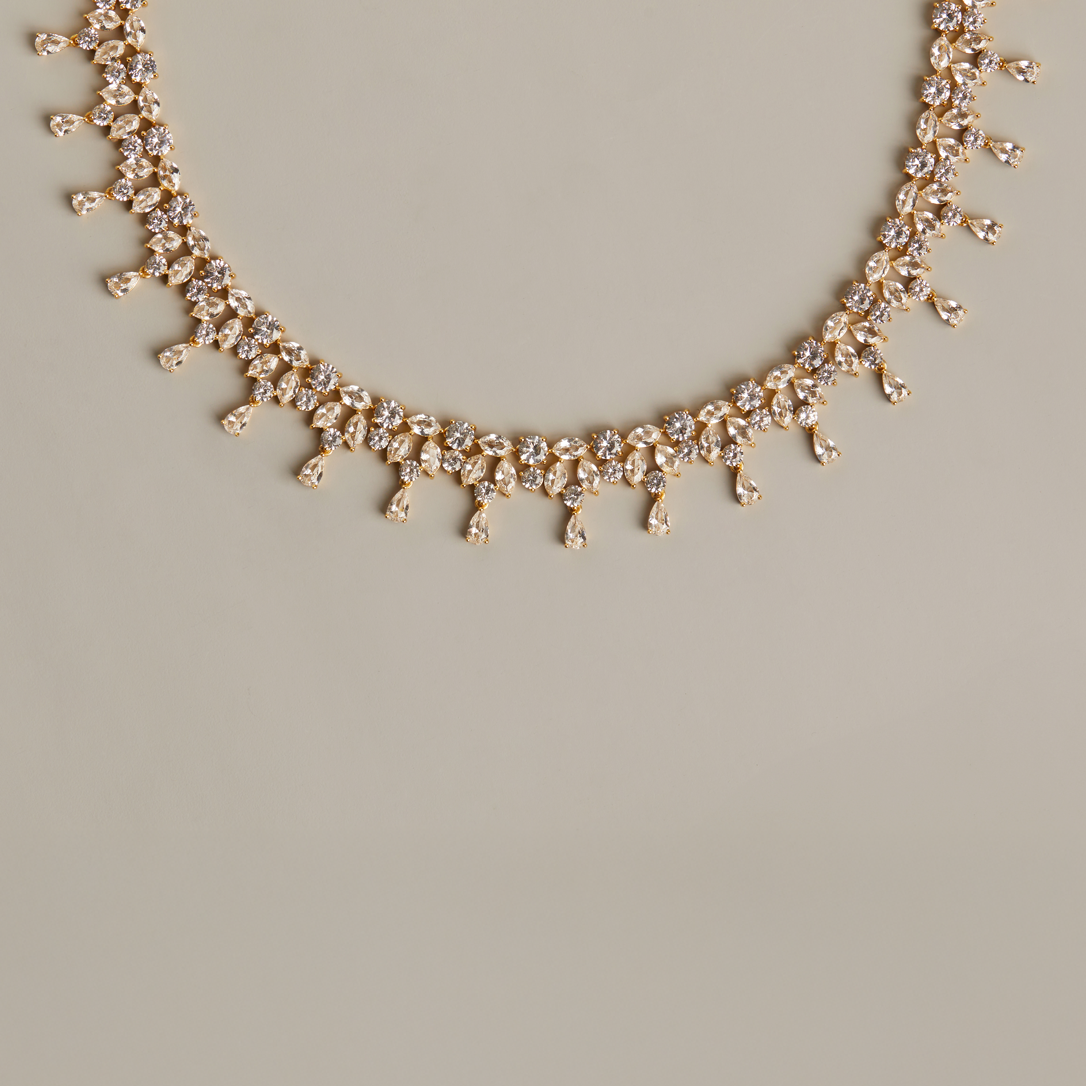 Lab Grown White Sapphire Teardrop Tennis Necklace