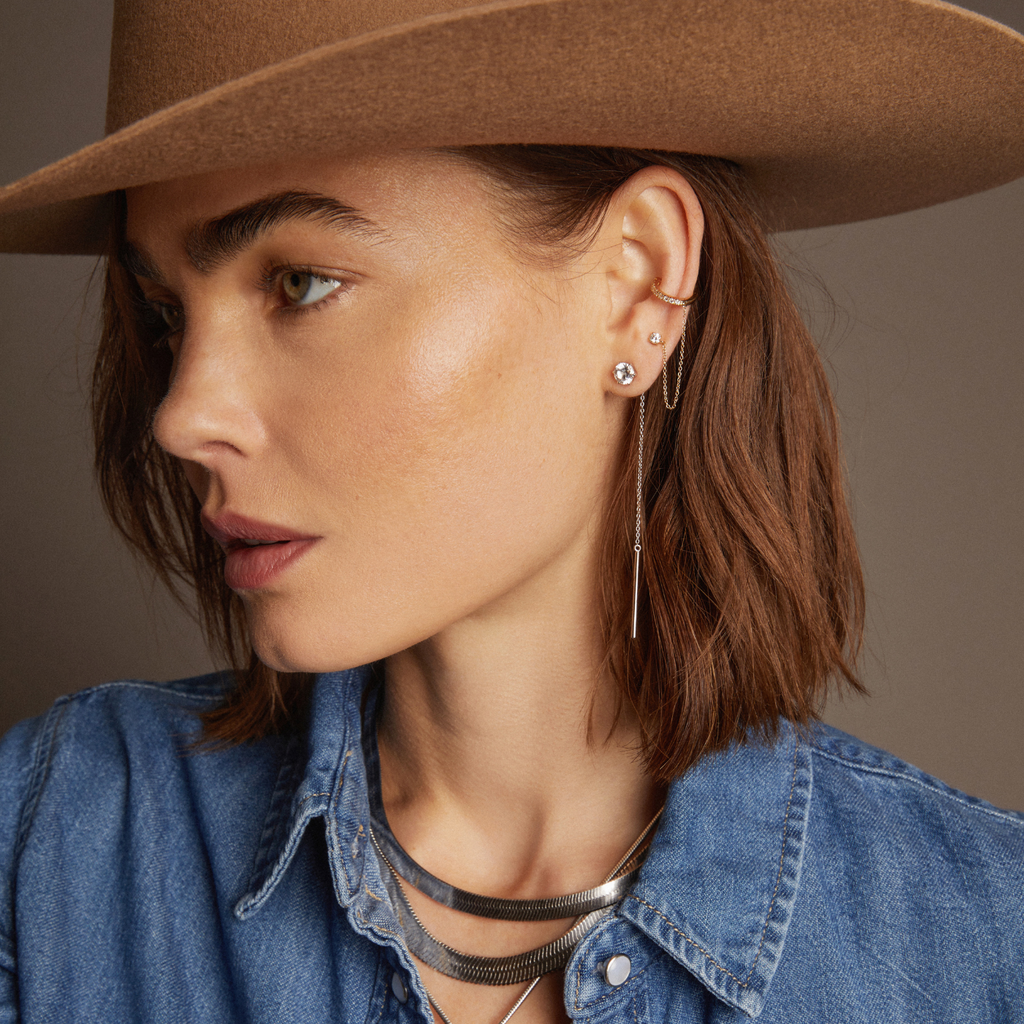 Aurate x Frye: Lab Grown Diamond Stud and Ear Cuff