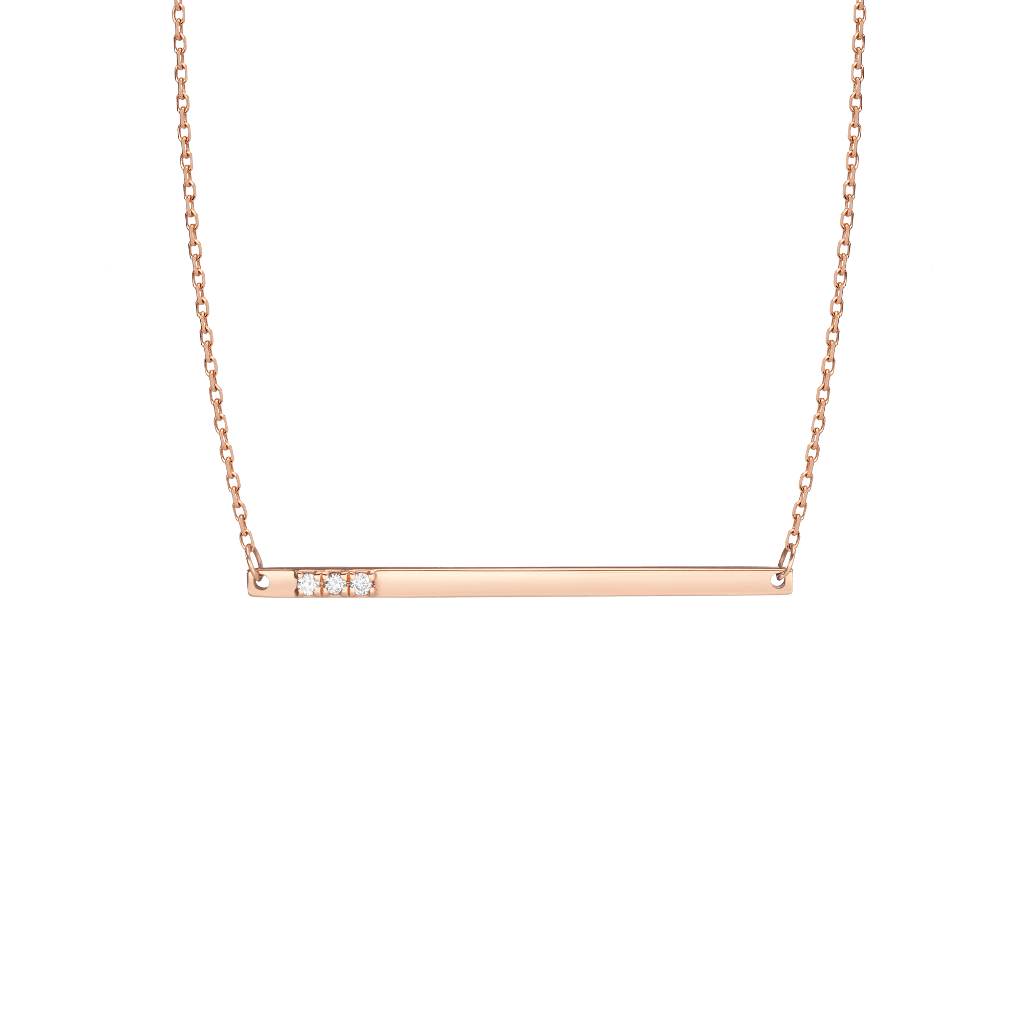 Gold Bar Necklace With Diamonds 14k Rose Gold 18k Rose Gold Front First