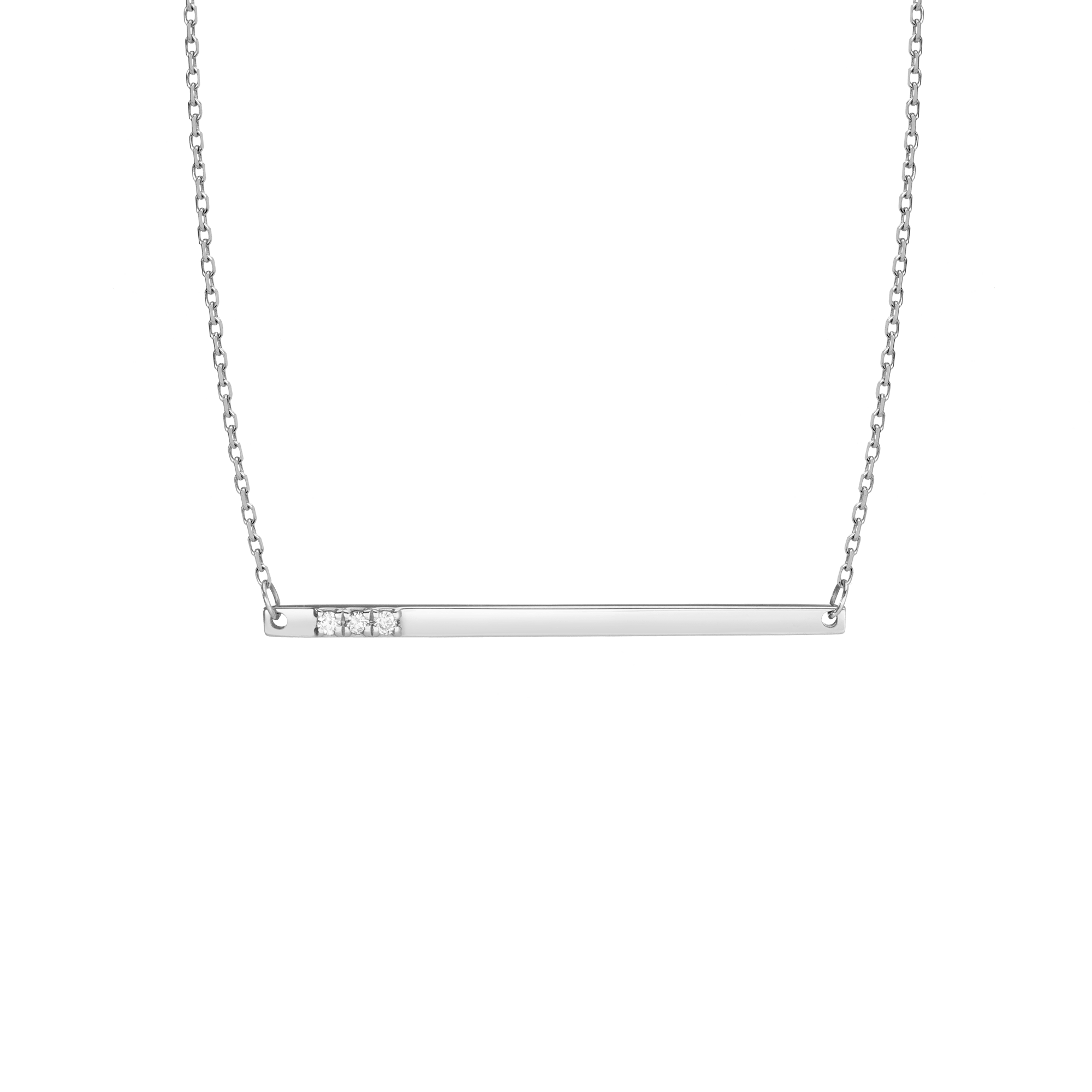 Gold Bar Necklace With Diamonds 14k White Gold 18k White Gold Front First