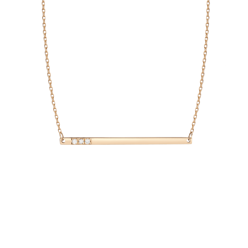 Gold Bar Necklace With Diamonds 14k Yellow Gold 18k Yellow Gold Front First