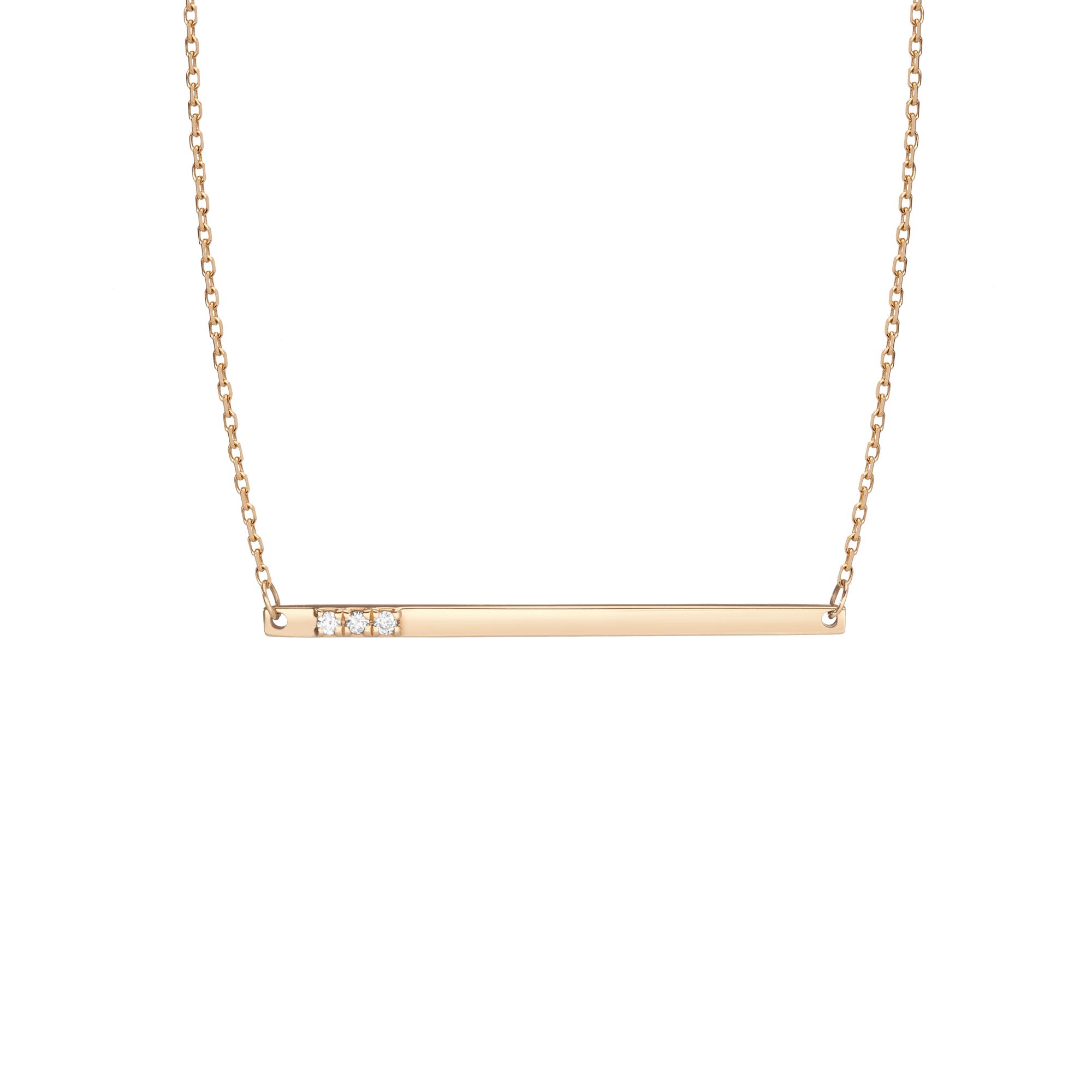Gold Bar Necklace With Diamonds 14k Yellow Gold 18k Yellow Gold Front First