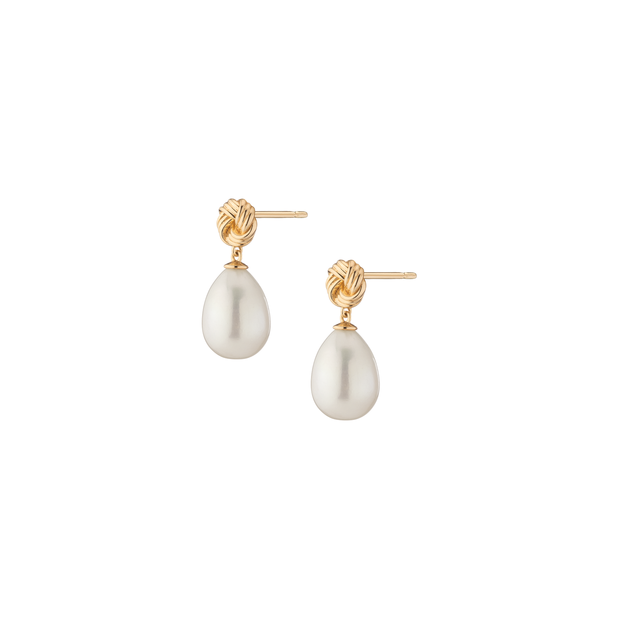 Aurate x Marilyn Monroe: Gold Knot Pearl Drop Earrings