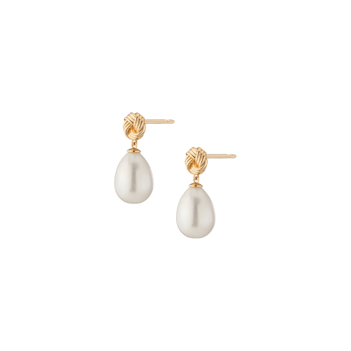 Aurate x Marilyn Monroe: Gold Knot Pearl Drop Earrings