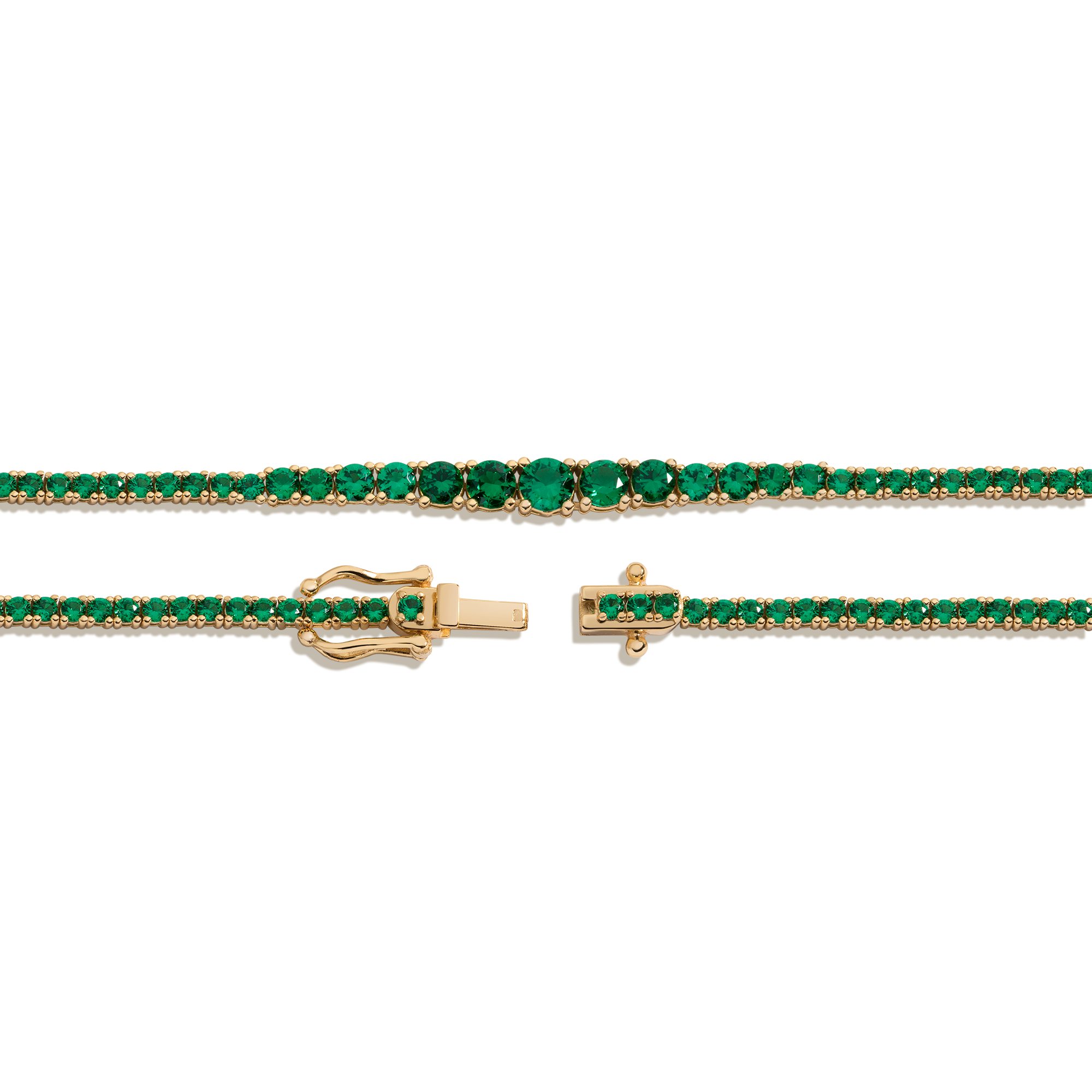 Lab Grown Green Emerald Modern Graduated Tennis Necklace