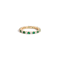 Lab Grown White Sapphire and Green Emerald Alternating Eternity Ring