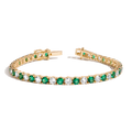 Lab Grown White Sapphire and Green Emerald Alternating Tennis Bracelet