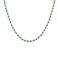 Lab Grown White Sapphire and Green Emerald Alternating Tennis Necklace