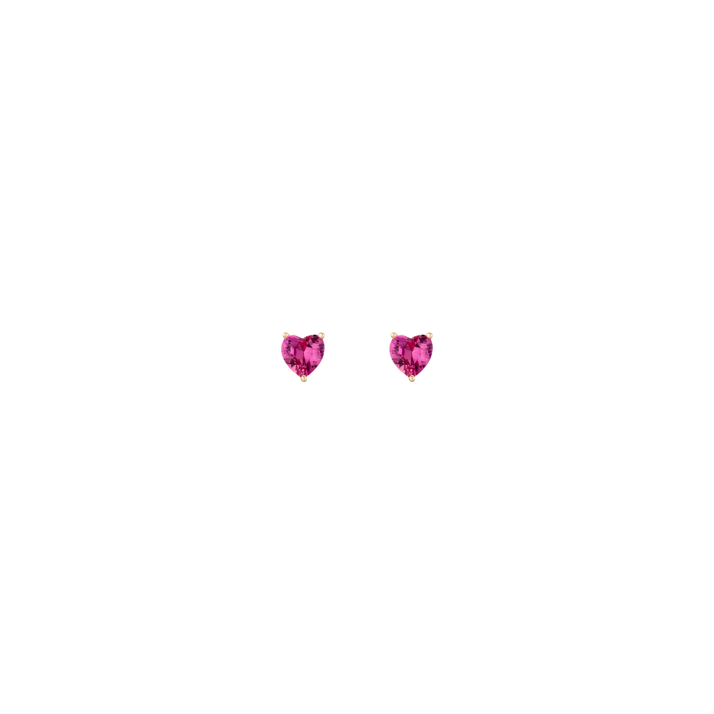 Lab Grown Pink Sapphire Heart Stud Earrings