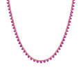 Lab Grown Pink Sapphire Heart Tennis Necklace