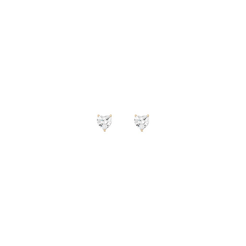 Lab Grown White Sapphire Heart Stud Earrings