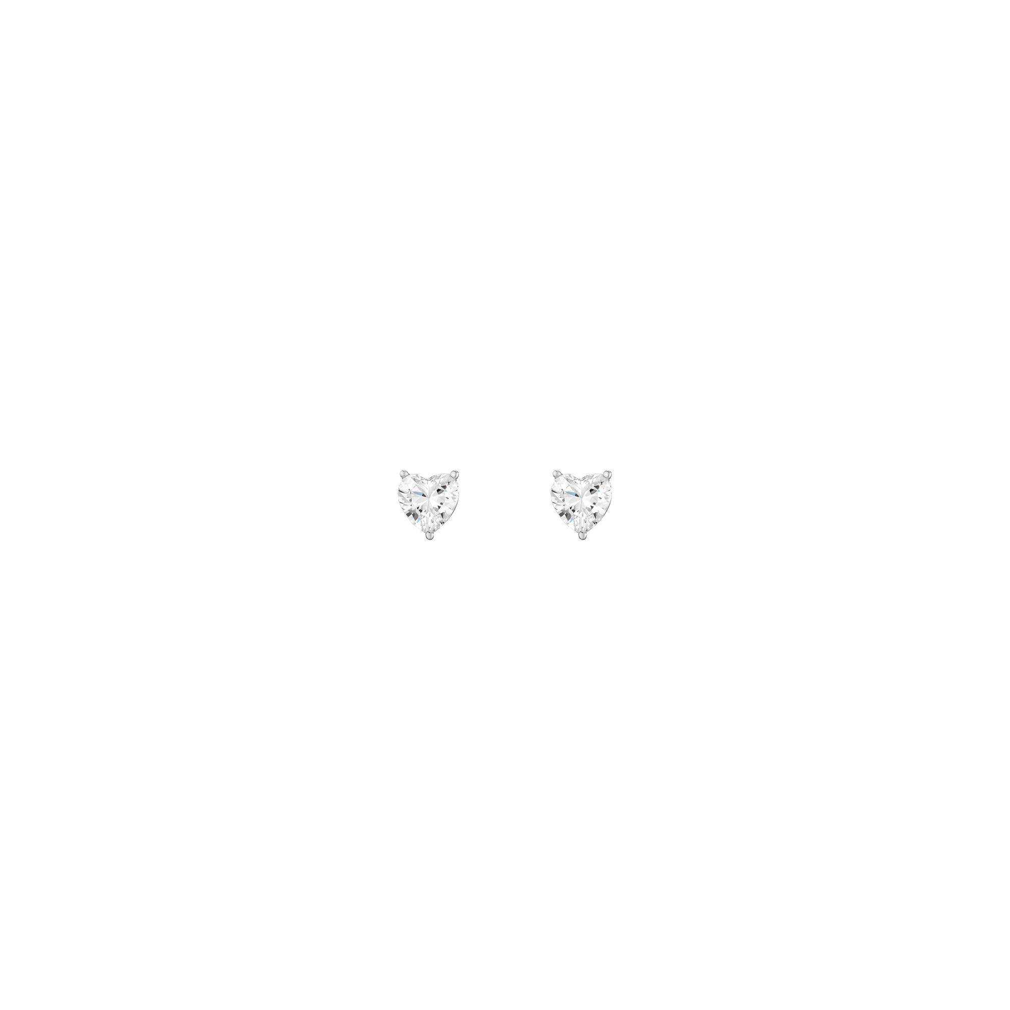 Lab Grown White Sapphire Heart Stud Earrings