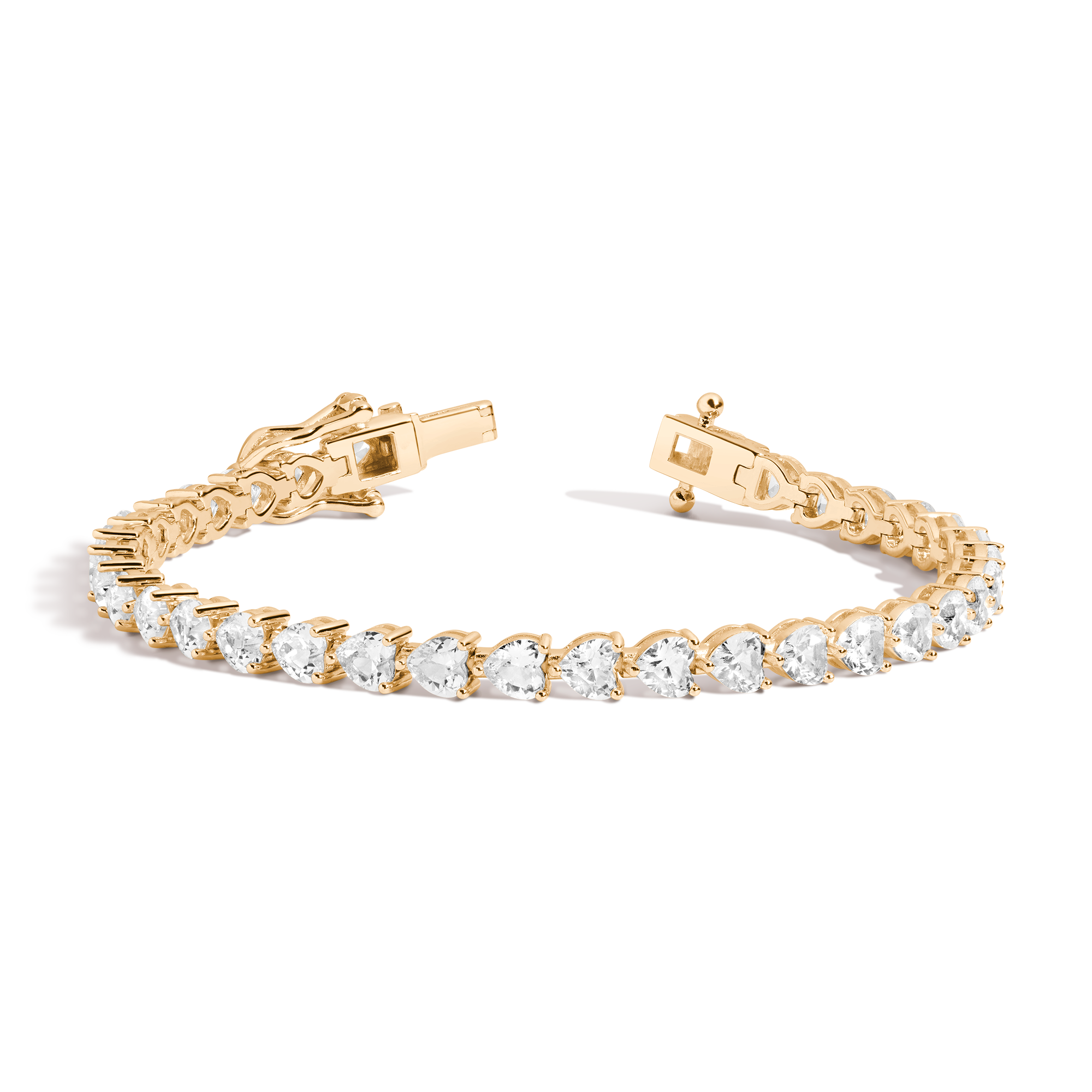 Lab Grown White Sapphire Heart Tennis Bracelet