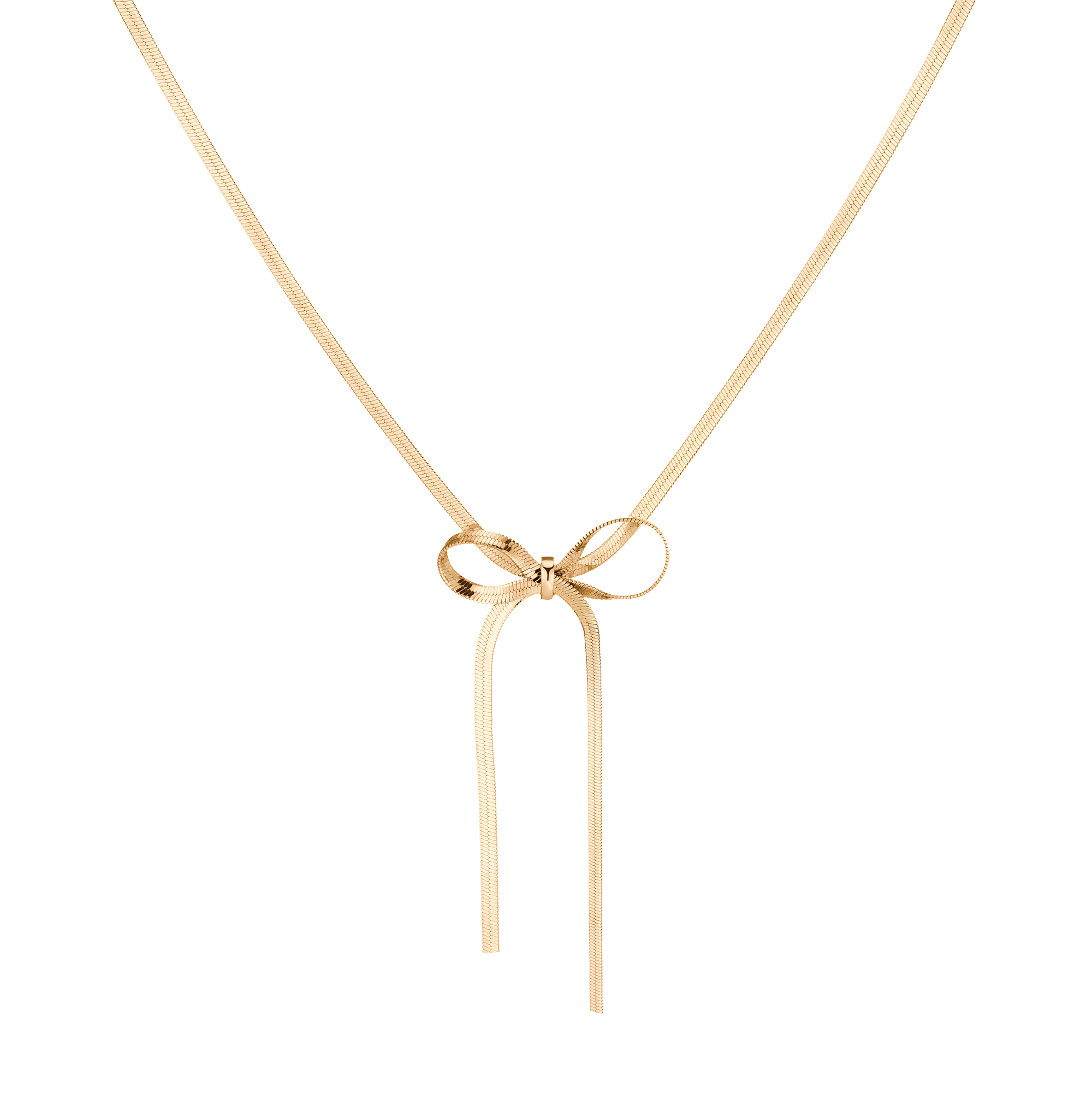 Herringbone Bow Choker Vermeil Yellow Gold 14in 16in First