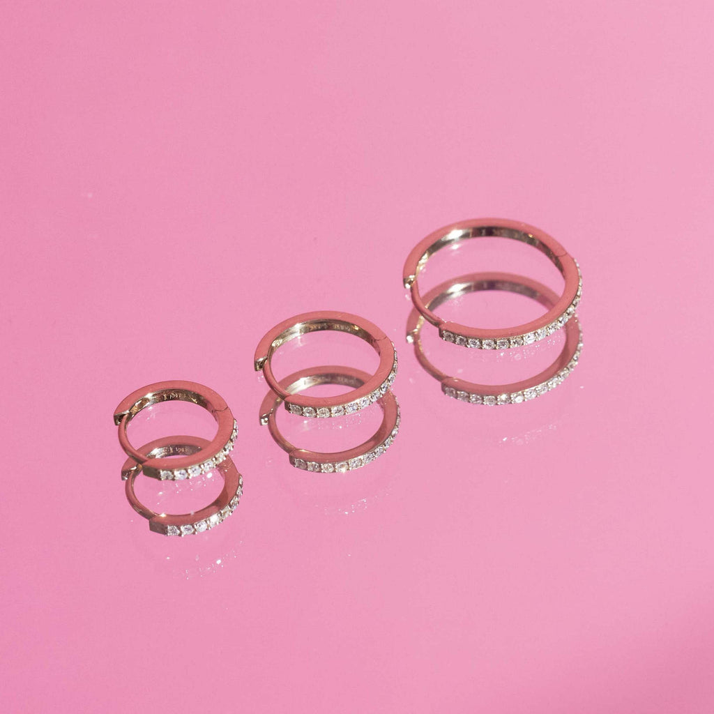 Thin Forever Diamond Hinged Huggie Earrings