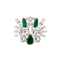 Lab Grown Green Emerald Teardrop Brooch